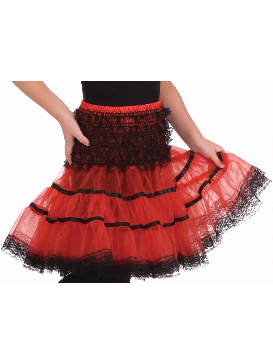 Childs 15&#x22; Red and Black Costume Crinoline Petticoat Tutu Under Skirt