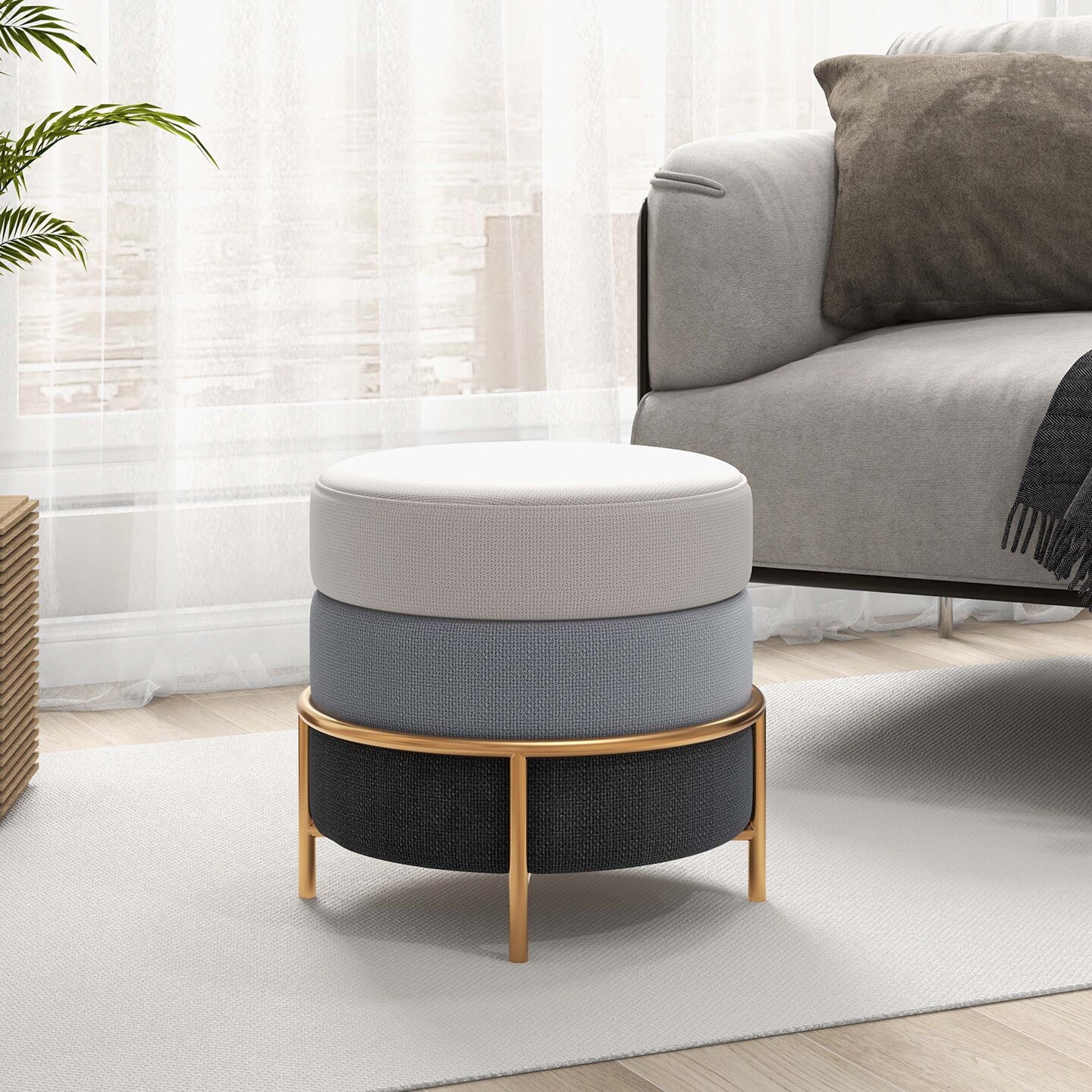 Costway 48" Rectangular Fabric Ottoman Bench Button Tufted Foot Rest Stool Beige