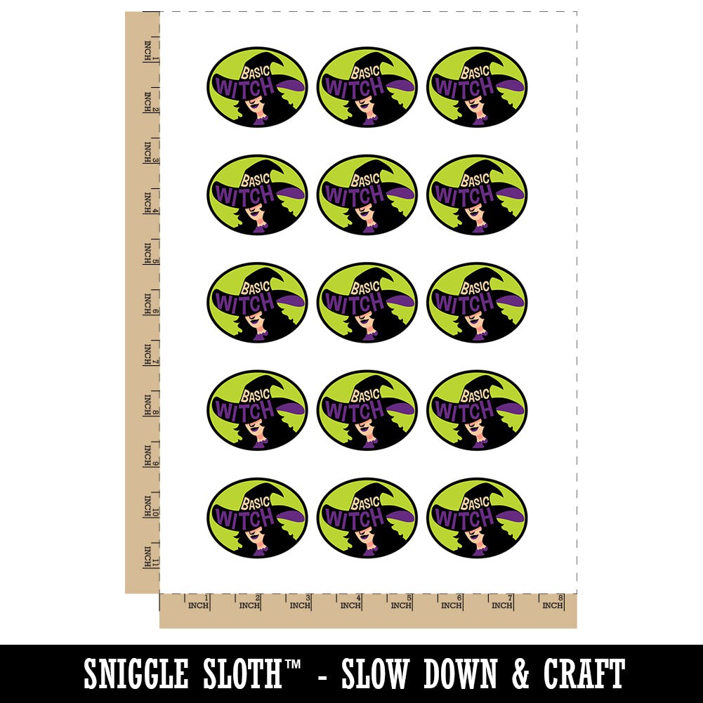 Basic Witch Goth Hat Woman Temporary Tattoo Water Resistant Fake Body Art Set Collection (1 Sheet)