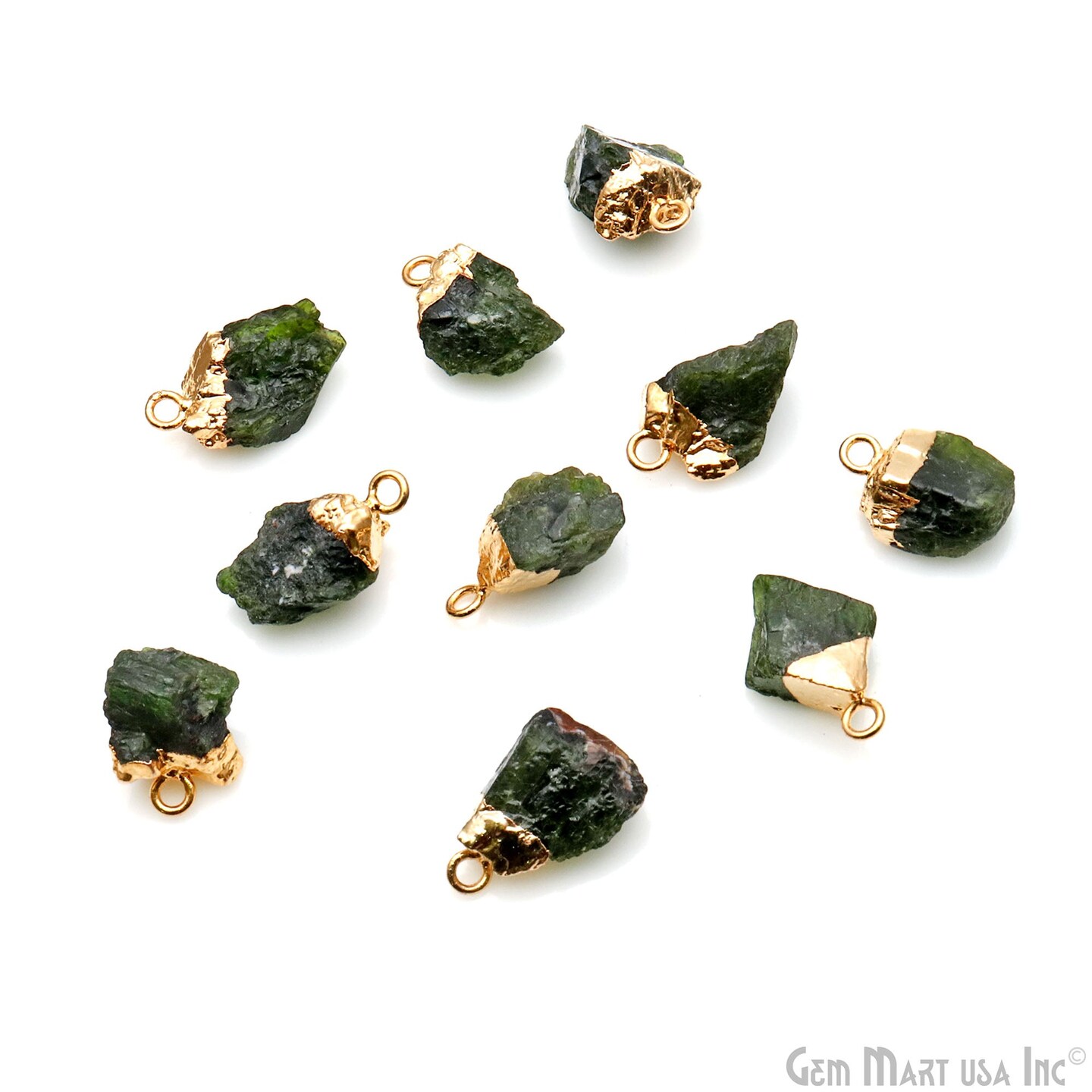 Rough Gemstone Pendant, Birthstone Raw Pendant, Gold Electroplated Connector Charms, 15x10mm (Approx), 1 pc, GemMartUSA (50470)