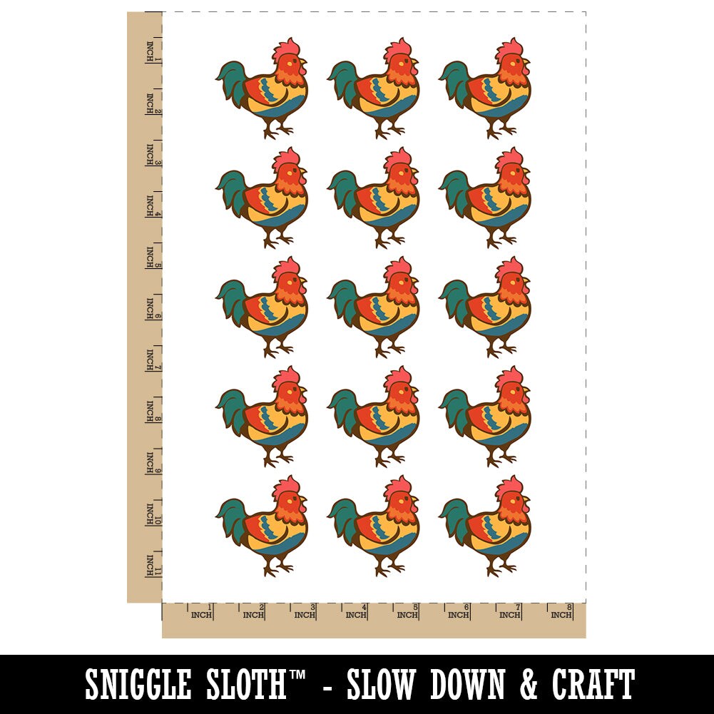 Proud Little Rooster Chicken Temporary Tattoo Water Resistant Fake Body Art Set Collection (1 Sheet)