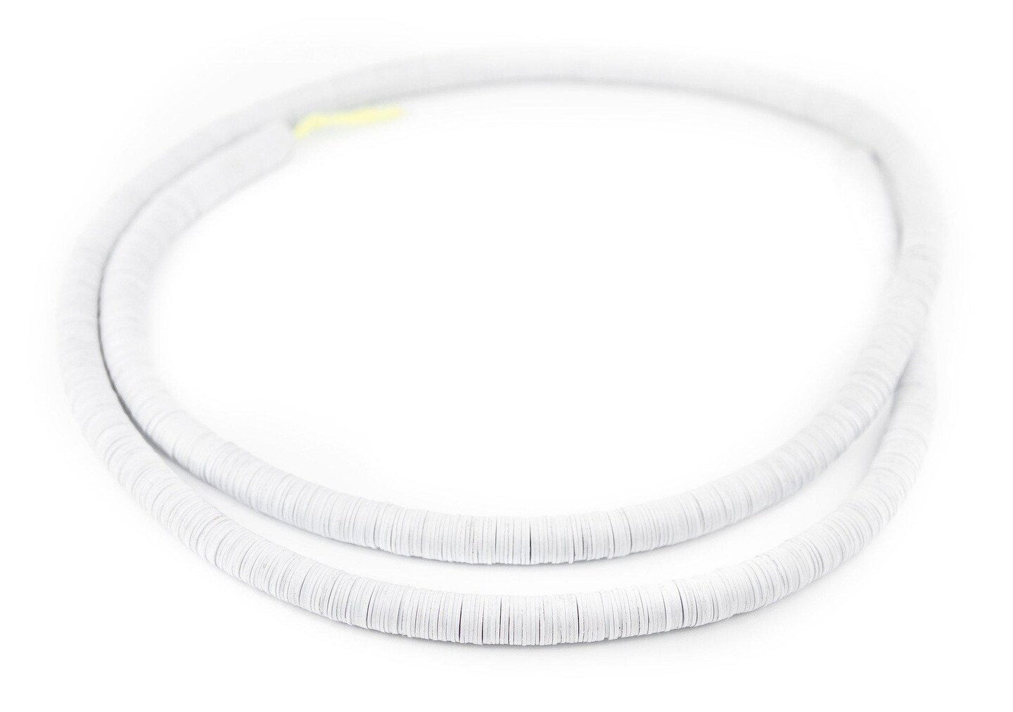 TheBeadChest Light Grey Vinyl Phono Record Beads 8mm Ghana African Disk 34 Inch Strand Handmade