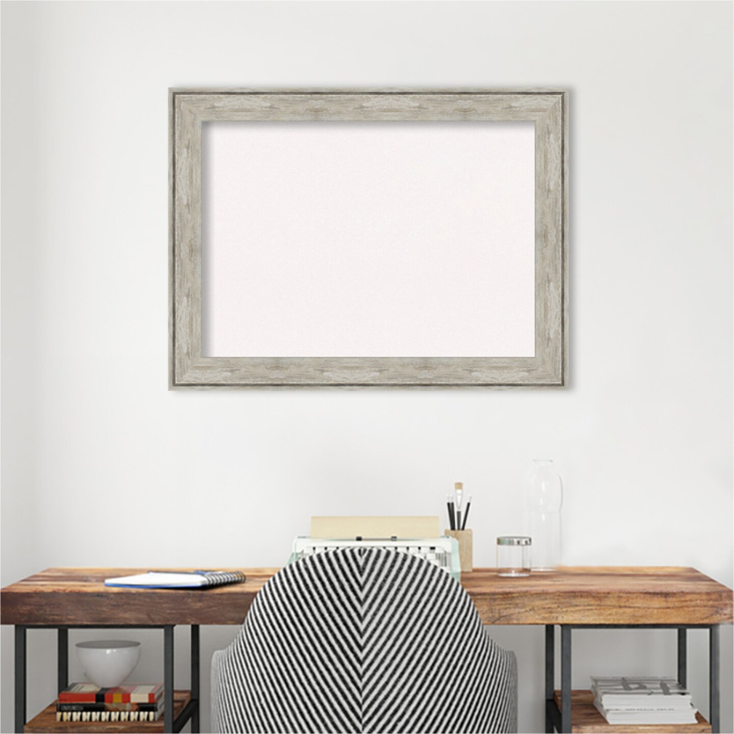 Crackled Metallic Framed Corkboard, White Cork