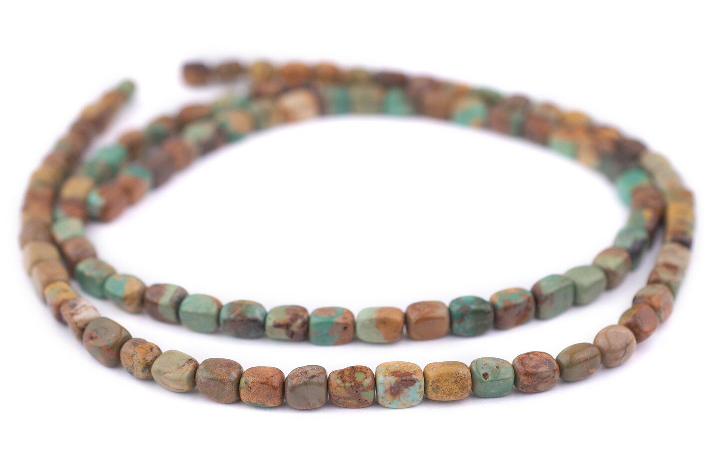 TheBeadChest Green Turquoise Dice Beads 8x6mm Cube Gemstone 16 Inch Strand