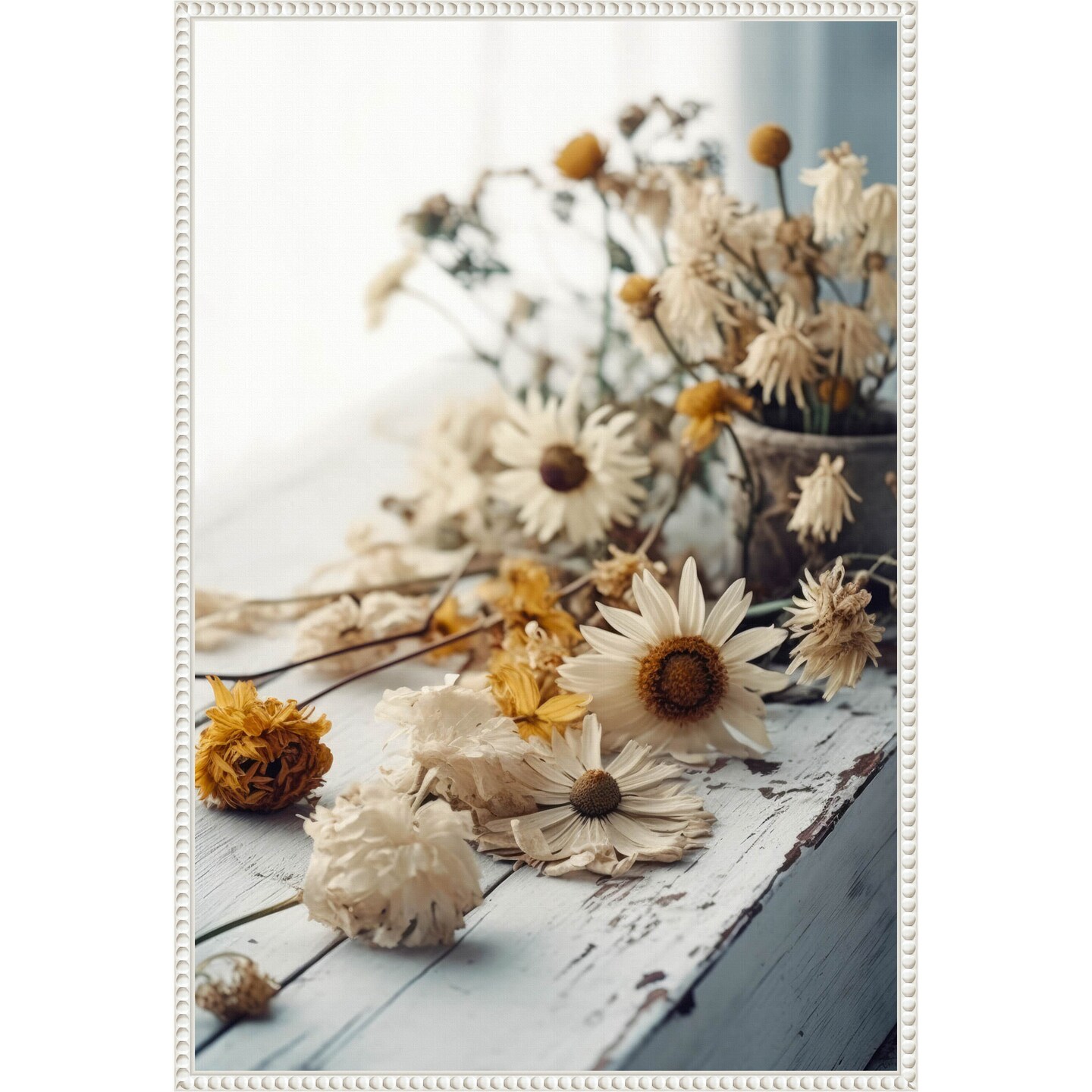 Dry Flowers Arrangement by Treechild  Framed Canvas Wall Art