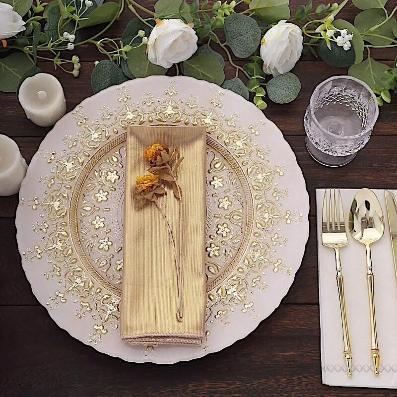 BLUSH 5 Polyester 20&#x22; x 20&#x22; Dinner Table NAPKINS Sequin Dots