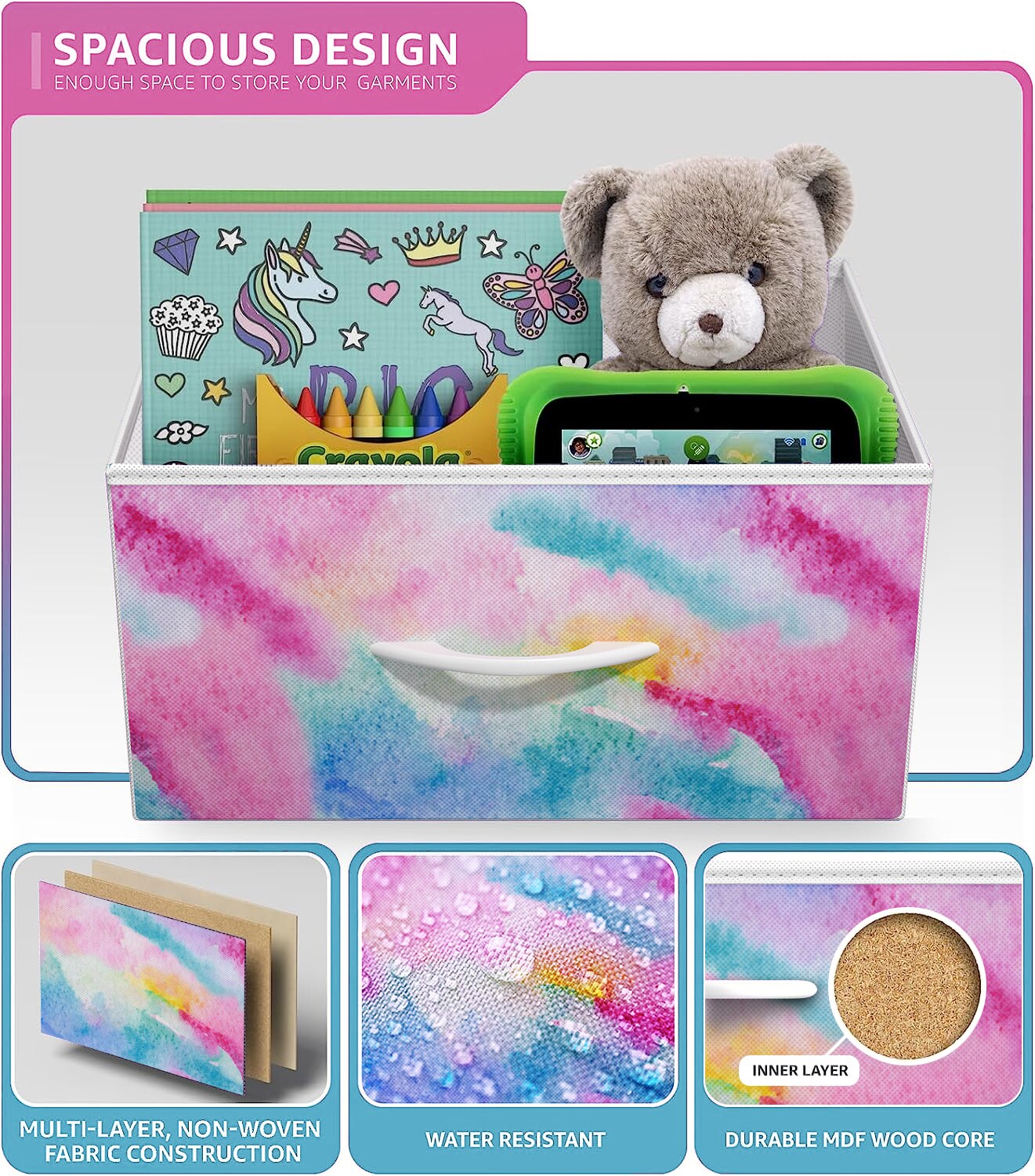 Sorbus Nightstand with 2 Drawers - Steel Frame, Wood Top & Easy Pull Fabric Bins - Great for Home, Bedroom, Office & College Dorm