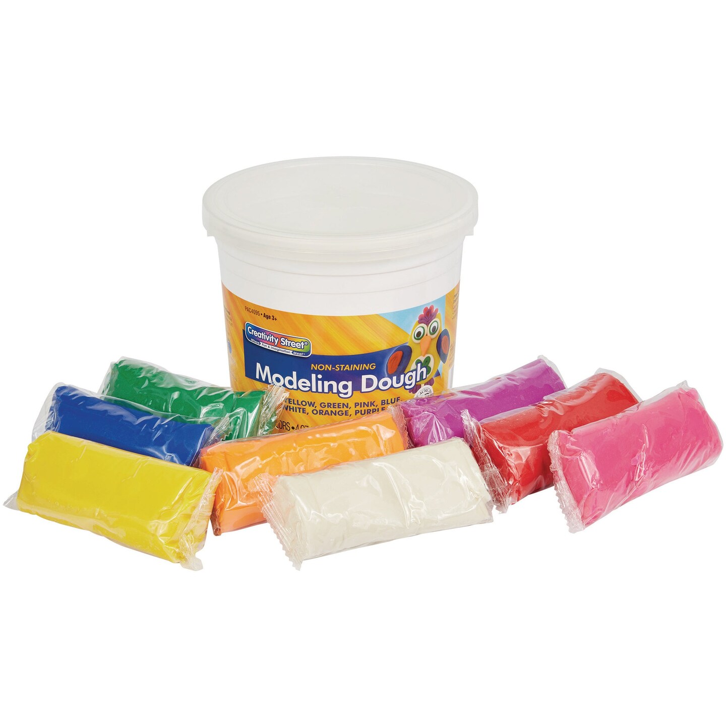 Modeling Dough, 8 Assorted Colors, 4 oz. Per Piece, 8 Pieces Per Pack, 3 Packs