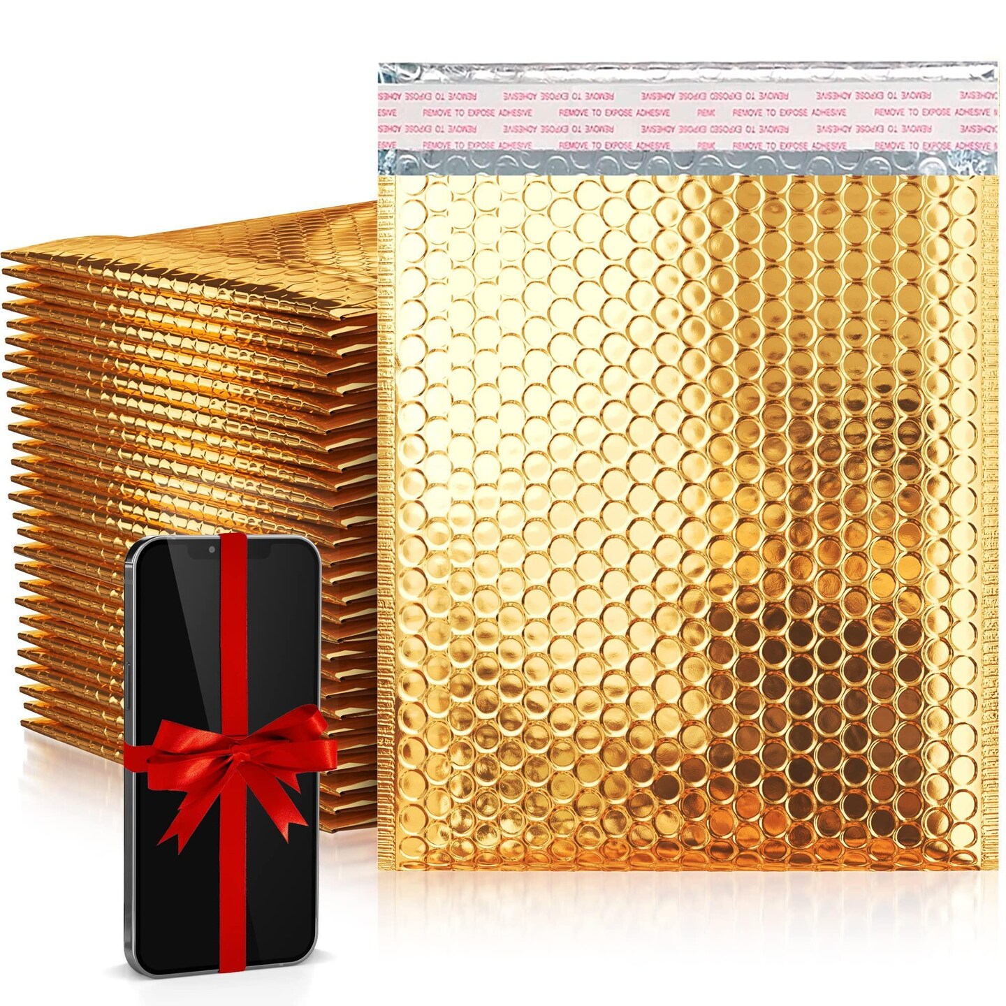 AMZ Gold Metallic Bubble Mailers 8.5 x 11 Pack of 25 Poly Bubble Mailers 8 1/2 x 11 Gold Envelopes Bubble Padded Metallized Bubble Mailer Stylish Cute Bubble Mailers Shiny Gold Poly Mailers