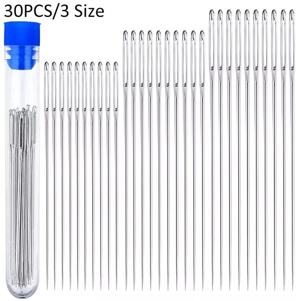 30-Pieces Large Eye Needles for Hand Sewing with Storage Tube