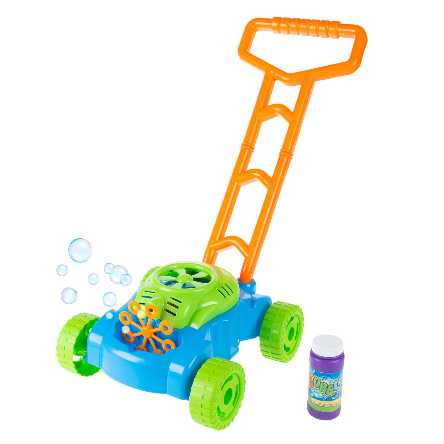 Hey! Play! Bubble Machine Lawnmower Outdoor Toddler Toy Walk Behind Lawn Mower Bubble Maker with Sounds
