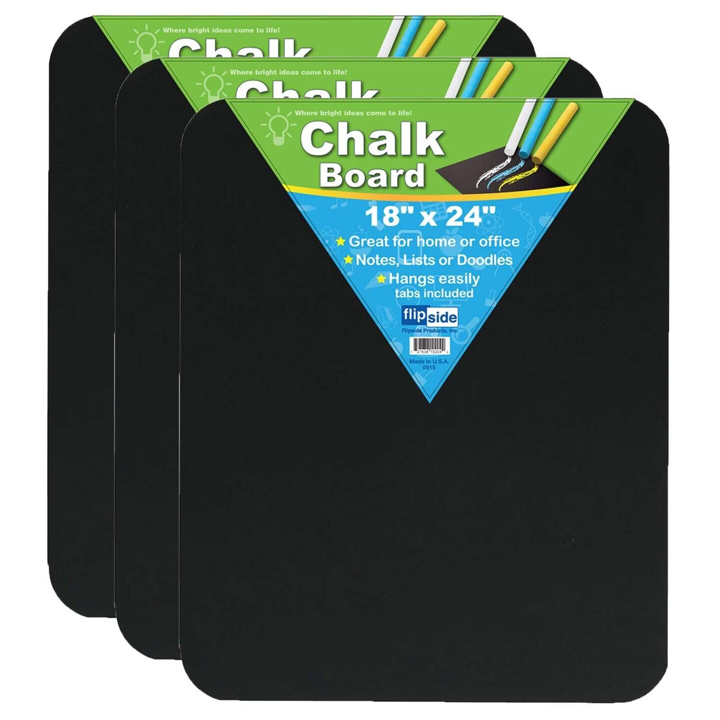Chalk Board, Black, 18&#x22; x 24&#x22;, Pack of 3