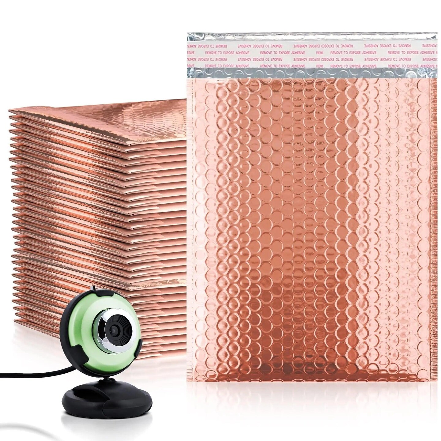 AMZ Rose Gold Bubble Mailer 8 x 11. Pack of 25 Padded Envelopes Rose Gold Foil Mailing Envelopes 8x11 Metallic Padded Shipping Packing Supplies Self Seal Cute Bubble Mailers
