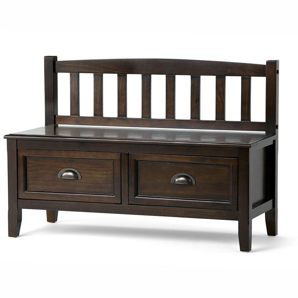 Simpli Home Burlington Solid Wood 42"Entryway Storage Bench With 2 Drawers