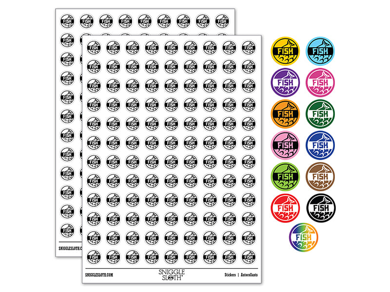 Food Label Fish 200+ 0.50&#x22; Round Stickers