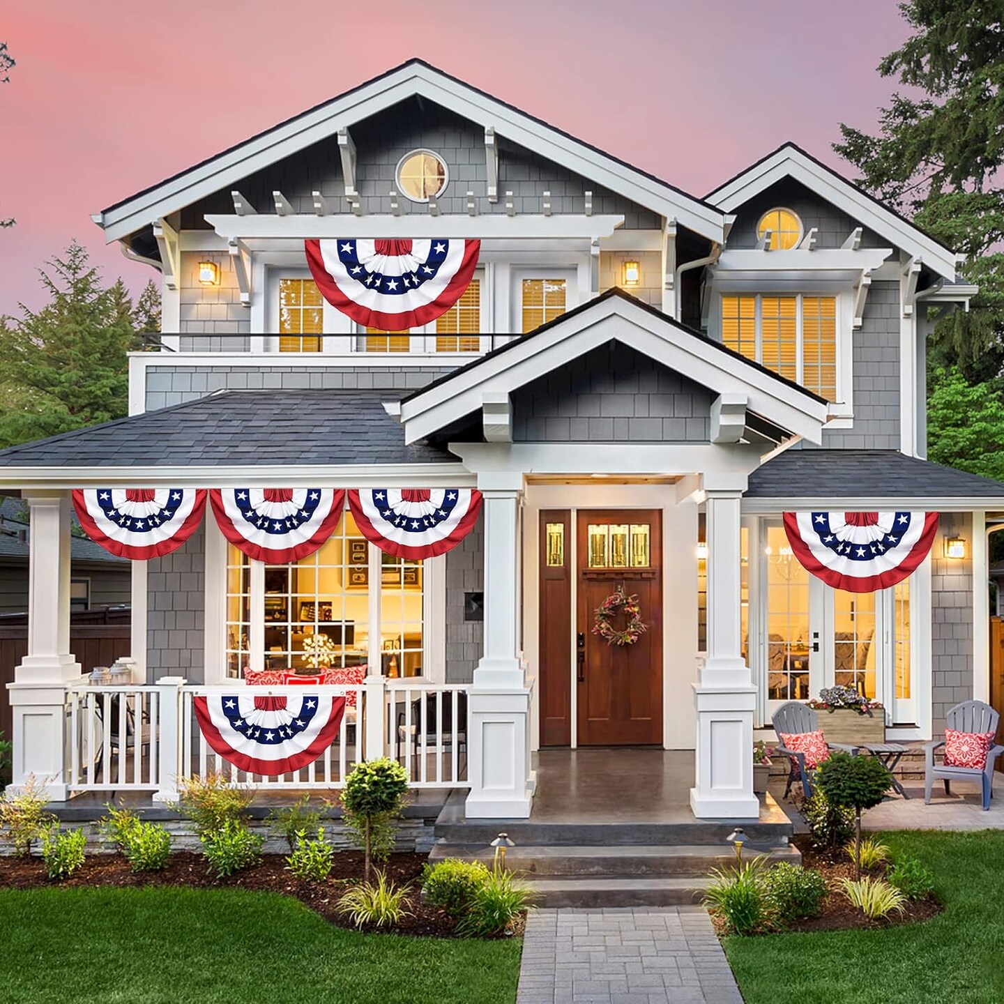 Fancy Half Fan Banner Flag for Memorial Day Decoration