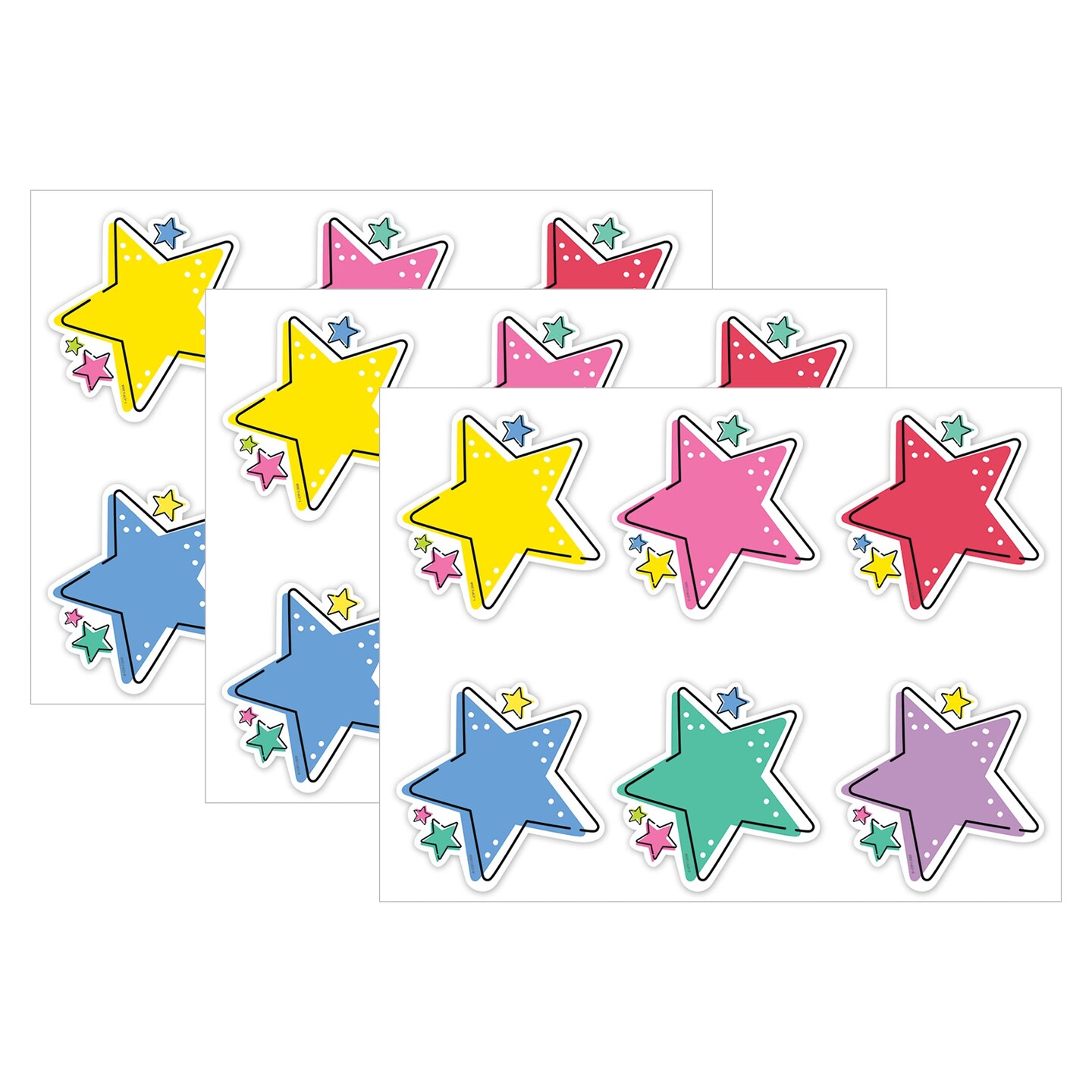 Star Bright Stars 6&#x22; Designer Cut-Outs, 36 Per Pack, 3 Packs