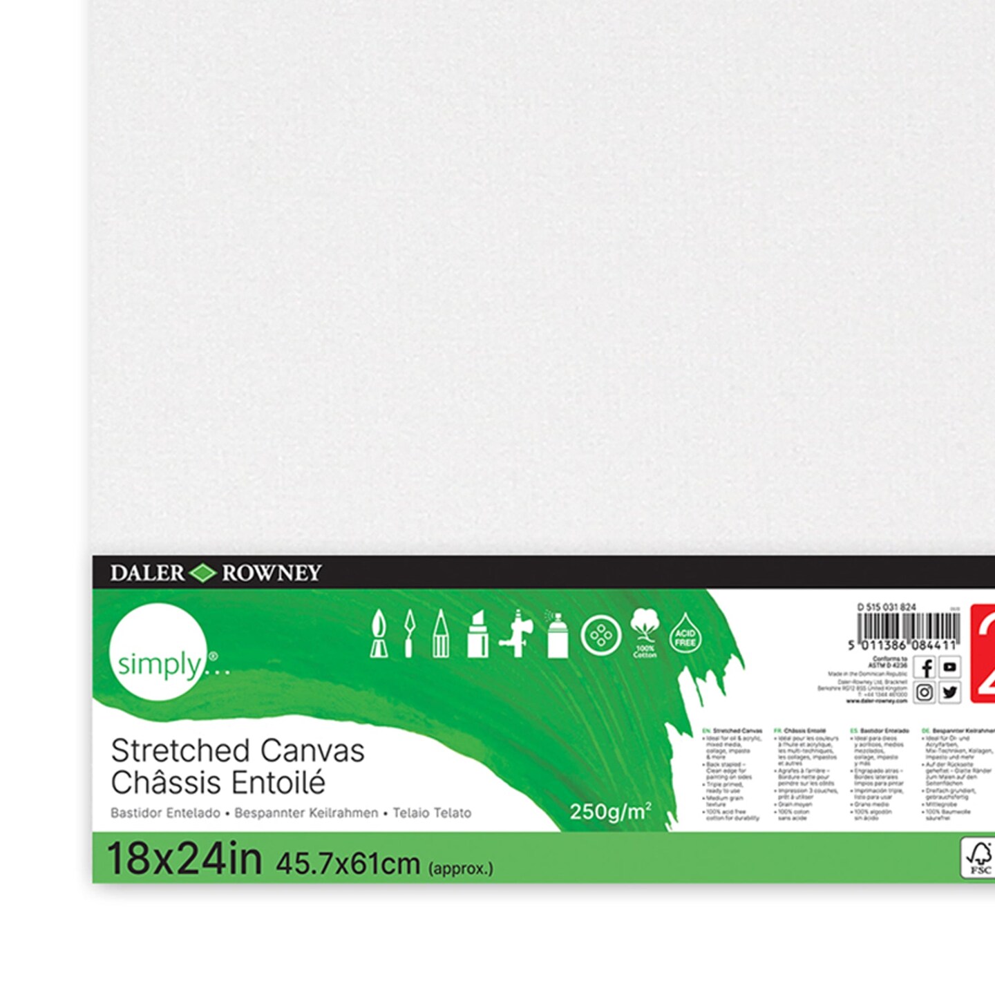 Stretched Canvas, 18&#x22; x 24&#x22;, Pack of 2