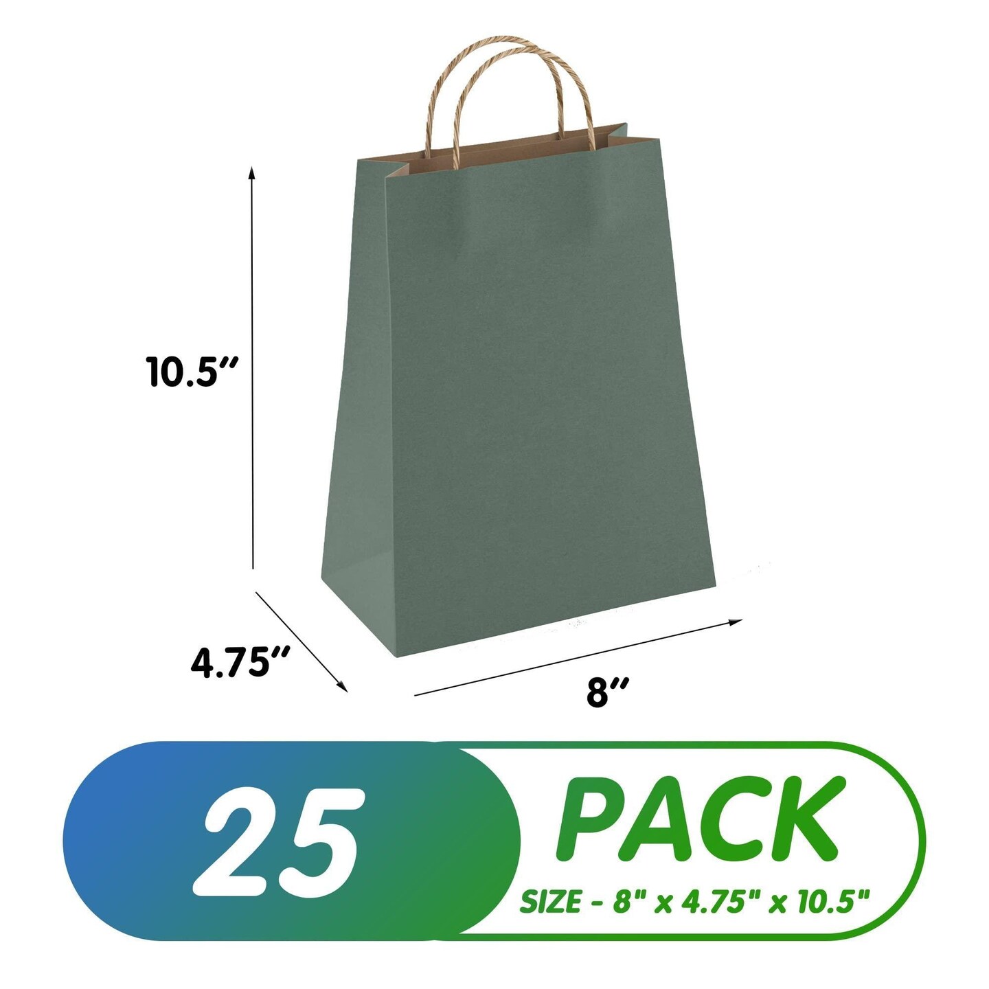 Kraft Paper Bags with Handles 8 x 4.75 x 10.5 Inch Pack of 25 Dark Teal Bags with Handles Recyclable Sturdy 150 GSM Kraft Bags Stylish and Classy Dark Teal Paper Bags with Handles Bulk
