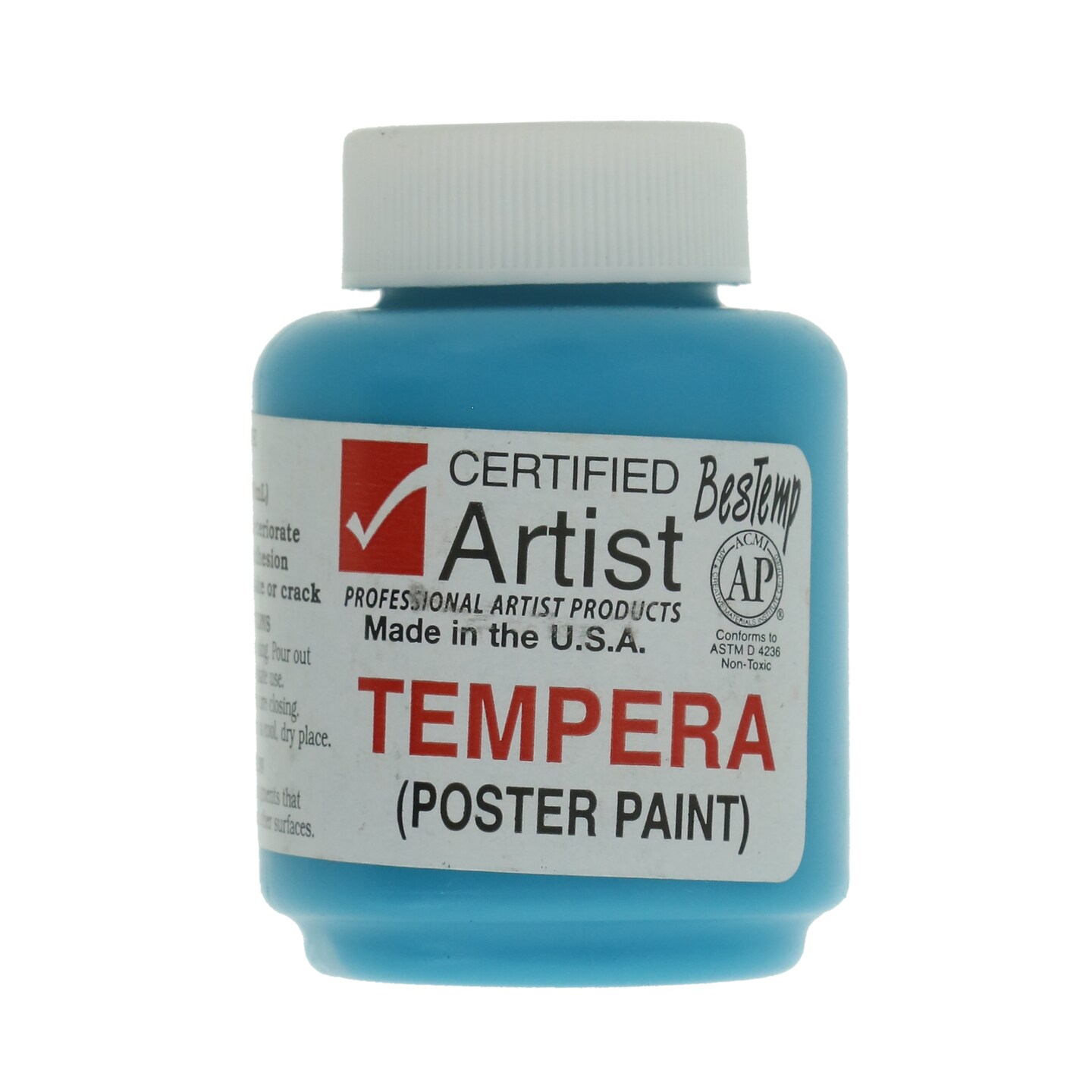BesTemp Tempera Paint, 2 oz. Bottle, Regular Colors, Turquoise