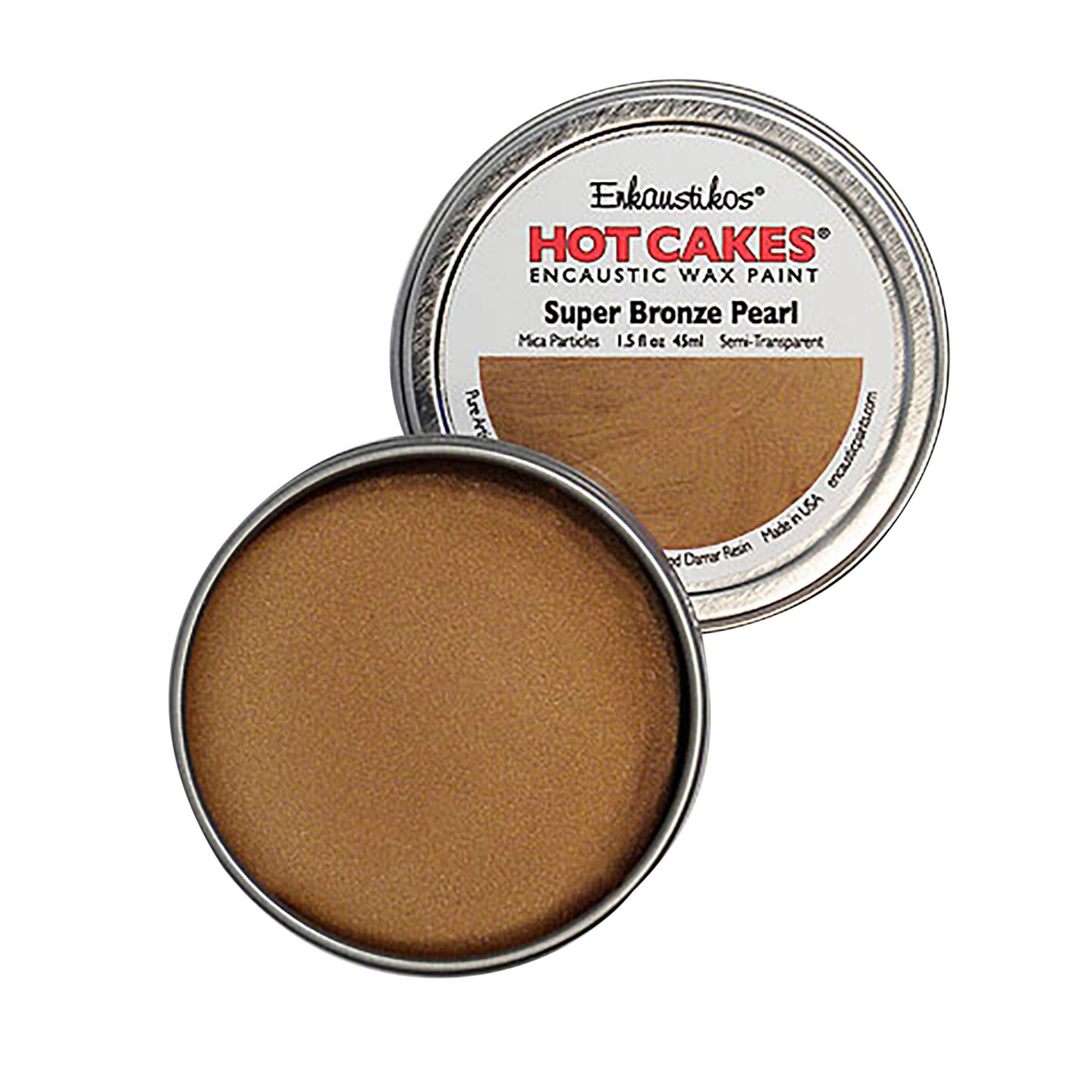 Enkaustikos Hot Cake Encaustic Wax Paint, 1.5 oz. Tin, Super Bronze Pearl