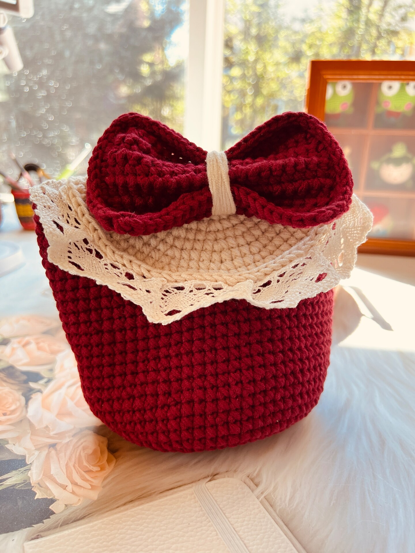 Crochet bags, red bow bags, handmade bags, girls bags  display picture 1