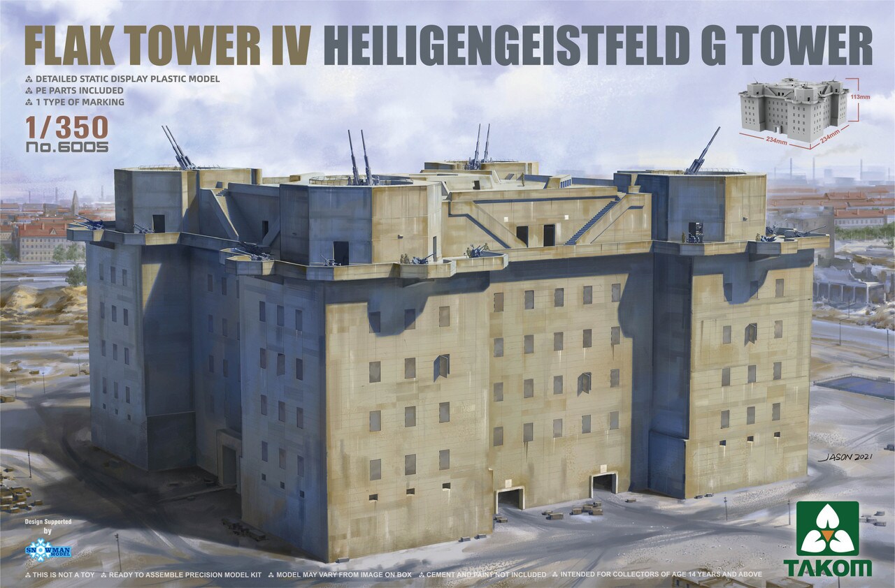 Takom  1/350 Flak Tower IV Heiligengeistfeld G Tower Plastic Model