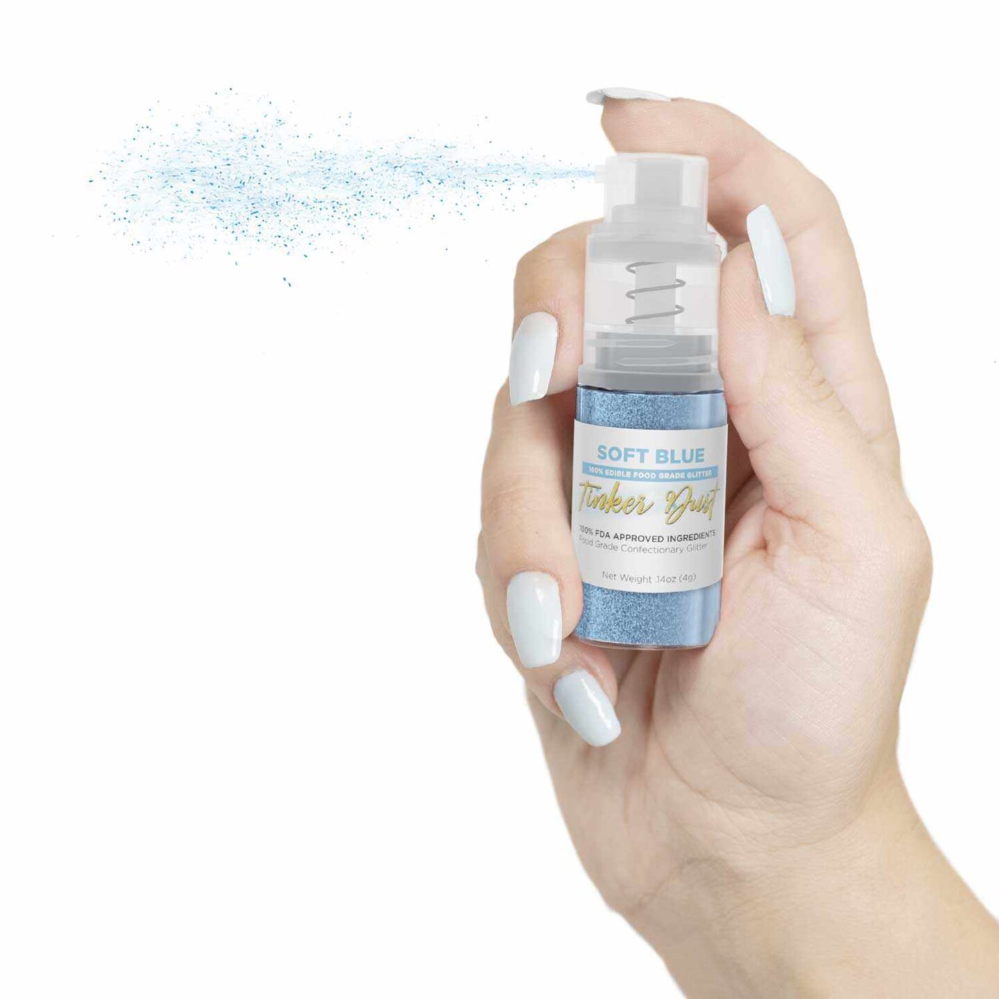 Baby blue Edible glitter spray powder pump for cake decoration, chocolate  paint, strawberries, Cake, Cupcake, drinks, jelly shot, and any dessert / 5