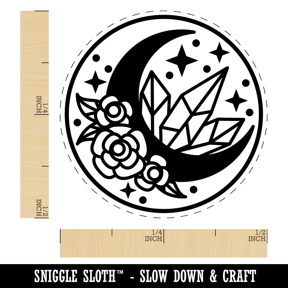 Floral Moon Crystals Self-Inking Rubber Stamp Ink Stamper for Stamping Crafting Planners