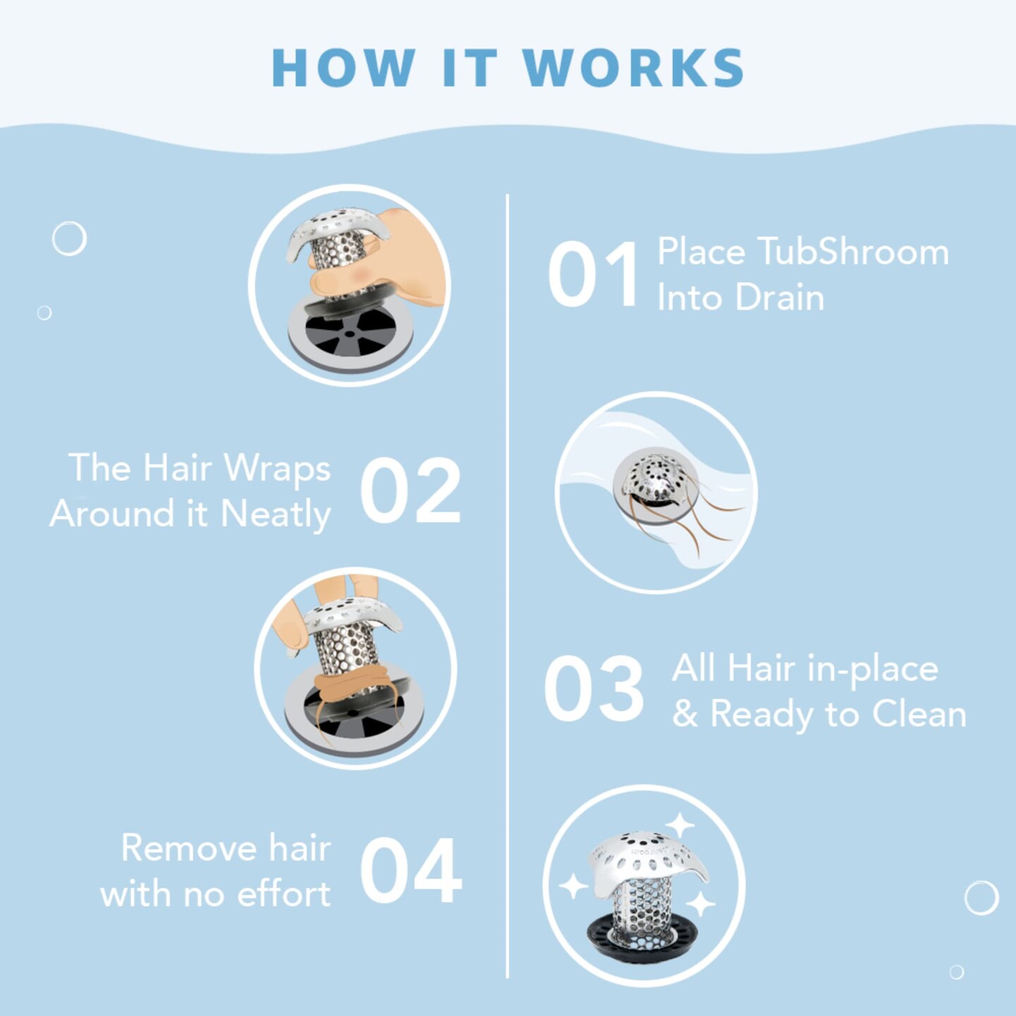 Ultra Revolutionary Bath Tub Drain Protector Hair Catcher/Strainer/Snare Stainless Steel, 1-Pack, Silver