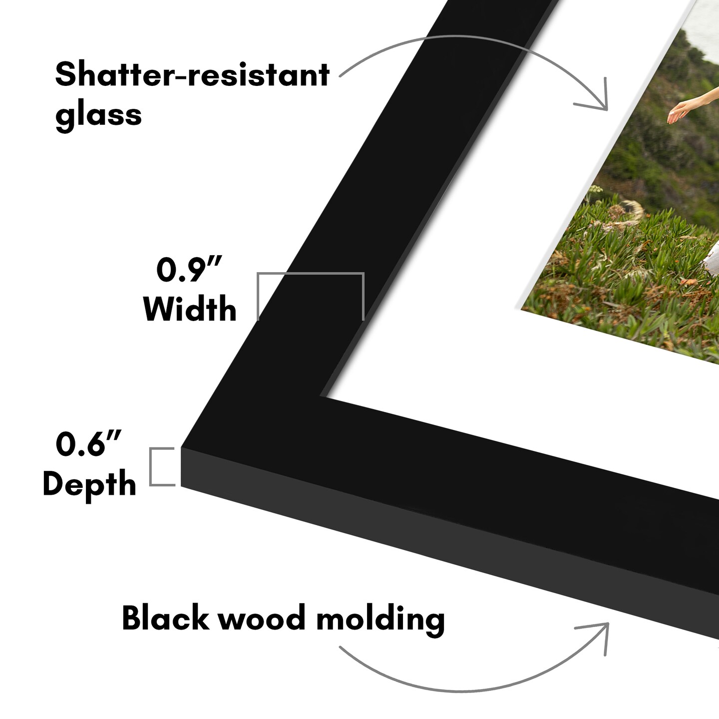 Americanflat 8x20 Collage Picture Frame - Displays Four 4x6 Photos at Once - Family Photo Collage Frame - Shatter Resistant Glass - Hanging Hardware for Horizontal or Vertical Display - Black