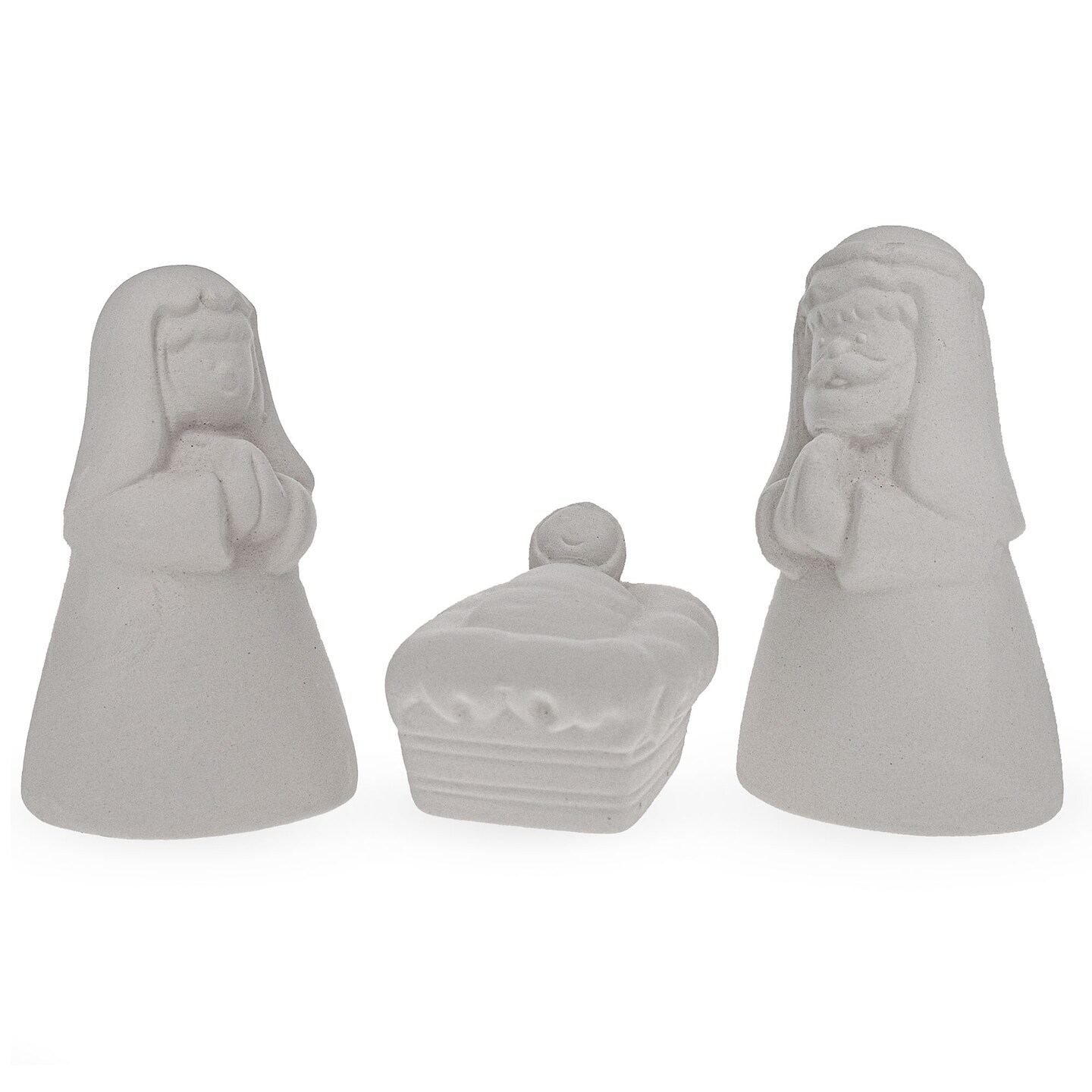 Blank Unpainted White Ceramic Nativity Scene Christmas Figurines 3.3 Inches