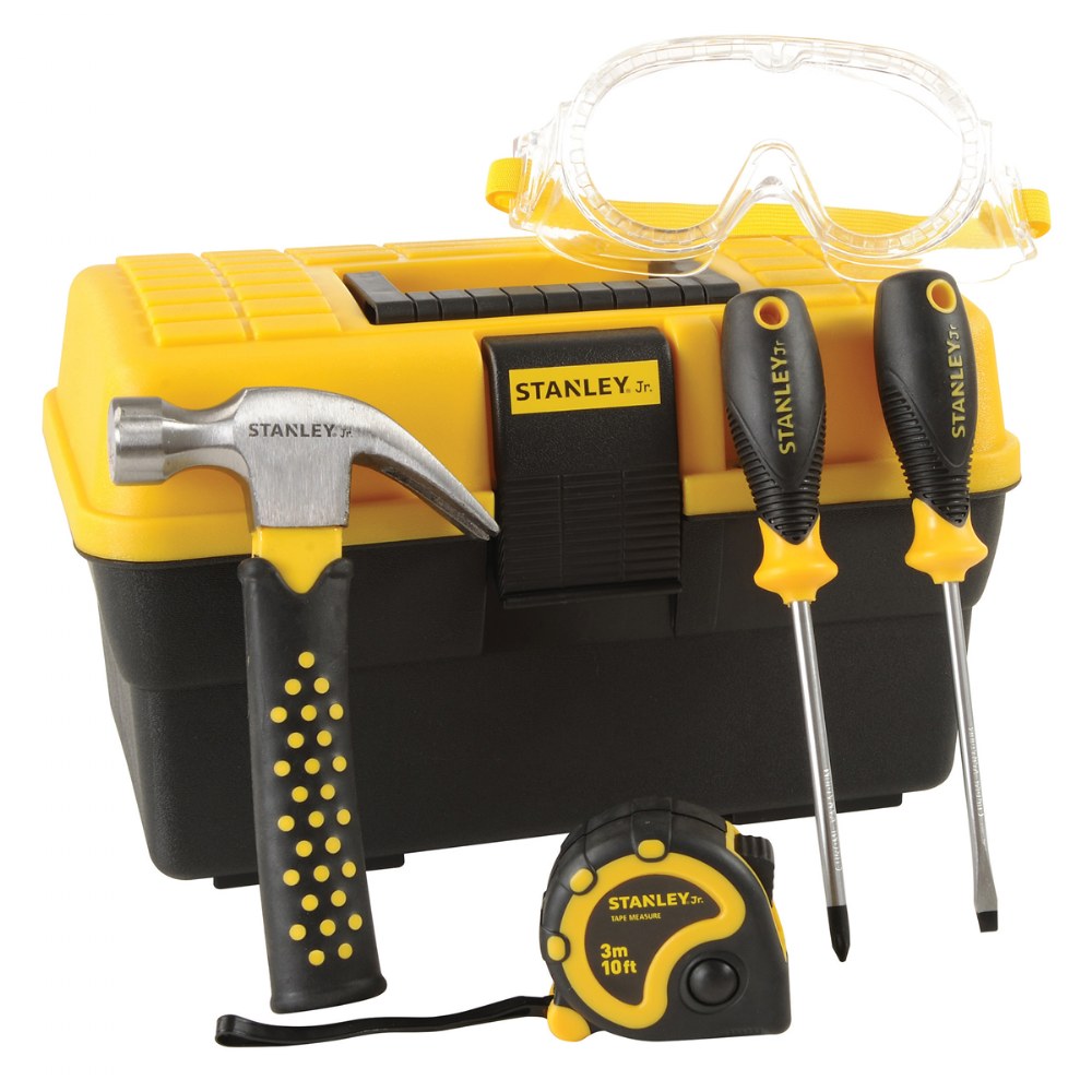 Red Toolbox Kid's Stanley Toolbox with 5-Piece Tool Set