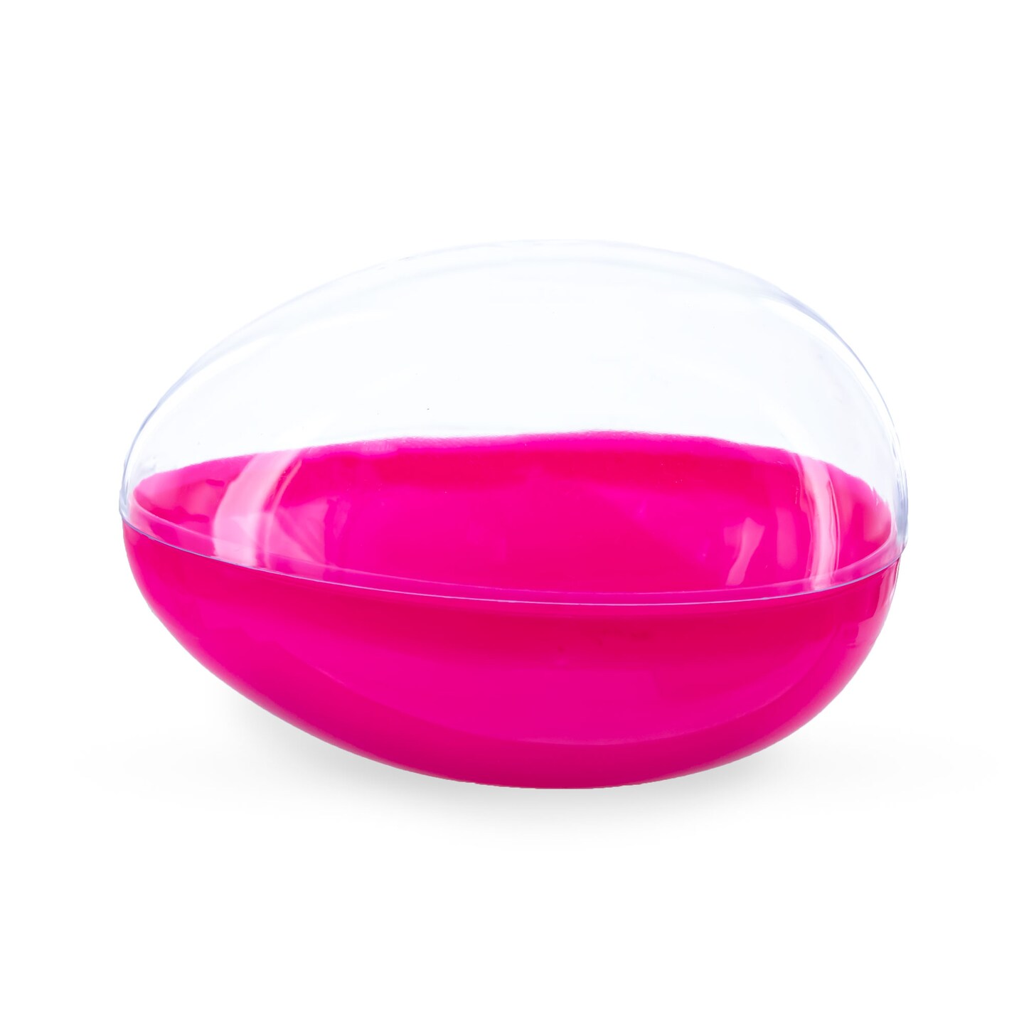 Large Fillable Clear Top Pink Bottom Plastic Easter Egg 5.1 Inches