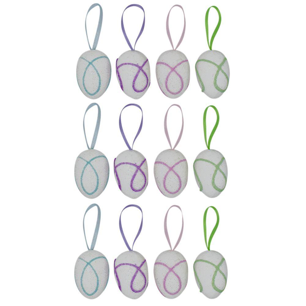 Set of 12 Foam Easter Egg Ornaments 1.5 Inches