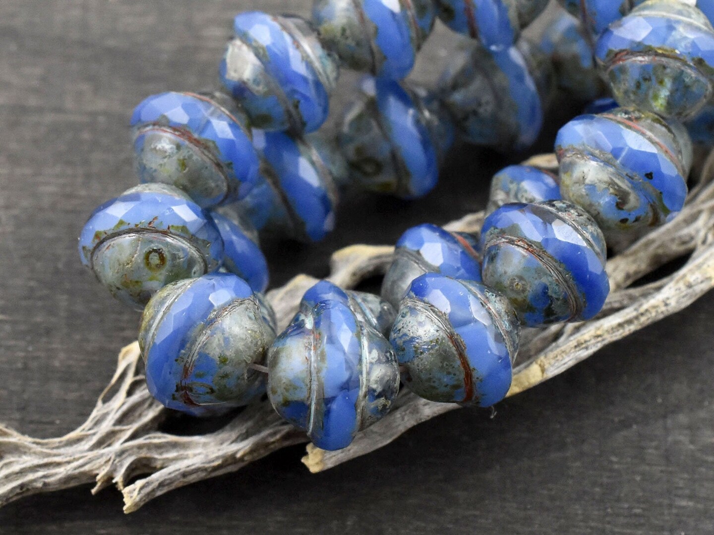 10x12mm Cornflower Blue Picasso Saturn Beads