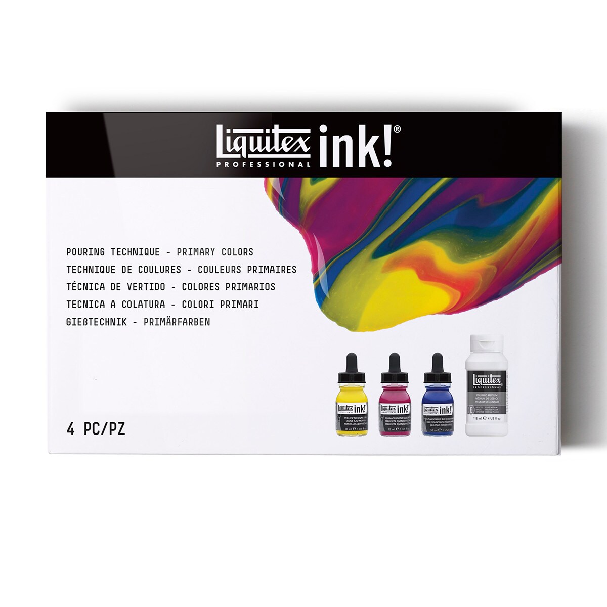 Liquitex Pouring Technique Set, 4-Colors, Primary Colors