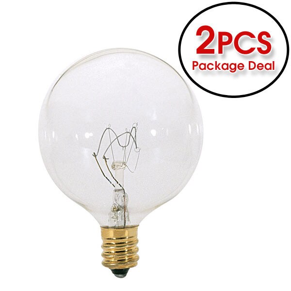 Satco S3728 40W 120V Globe G16.5 Clear E12 Candelabra Base Incand. bulb (2 Pack)