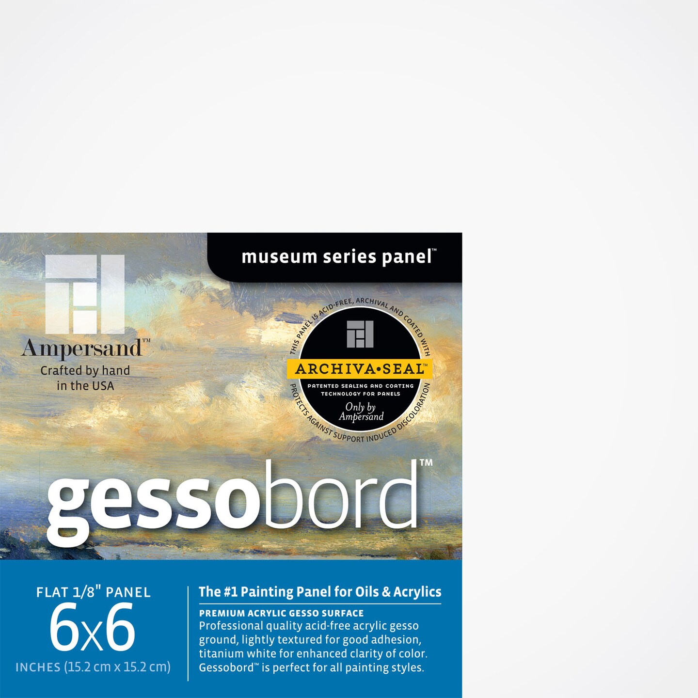 Ampersand Gessobord - 6'' x 6'', 1/8'' Flat, Pkg of 4