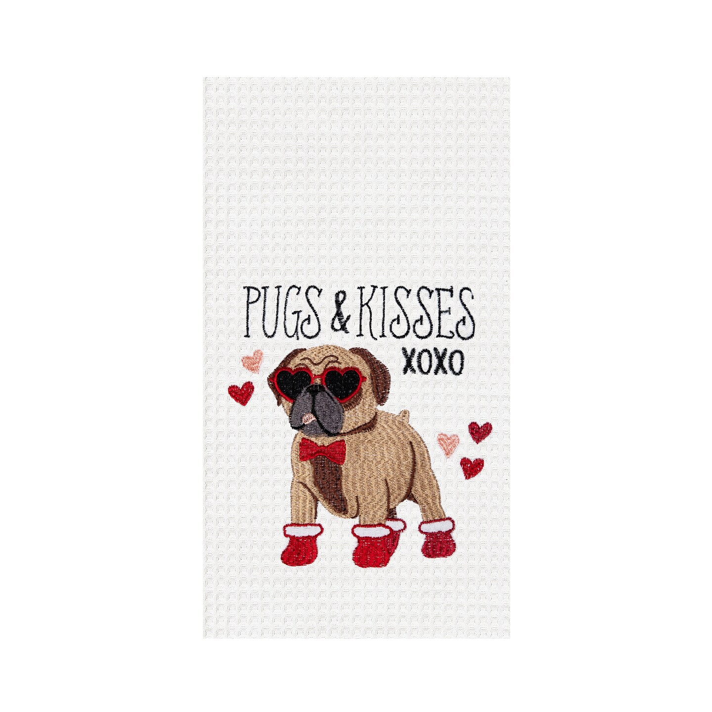 Pugs &#x26; Kisses Valentine&#x27;s Day Kitchen Towel