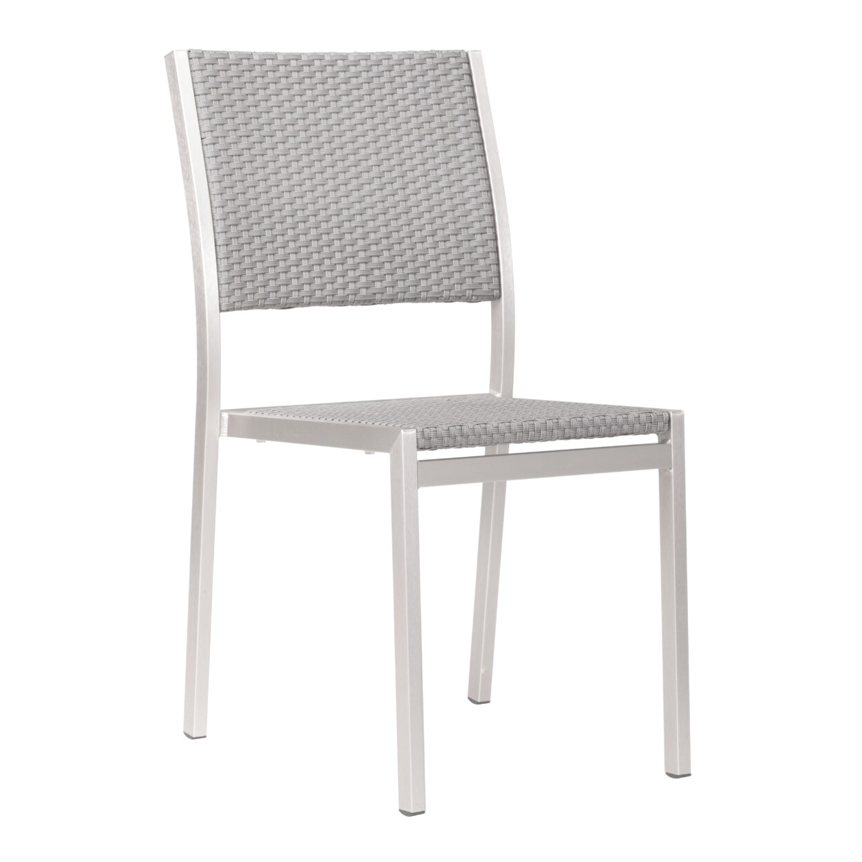 Metropolitan Armless Dining Chairs Set Of 2 Gray Silver Stackable Aluminum