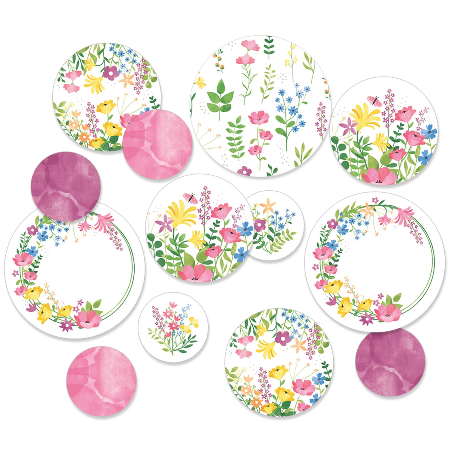 Big Dot of Happiness Wildflowers - Boho Floral Party Giant Circle Confetti - Party Decorations - Large Confetti 27 Count
