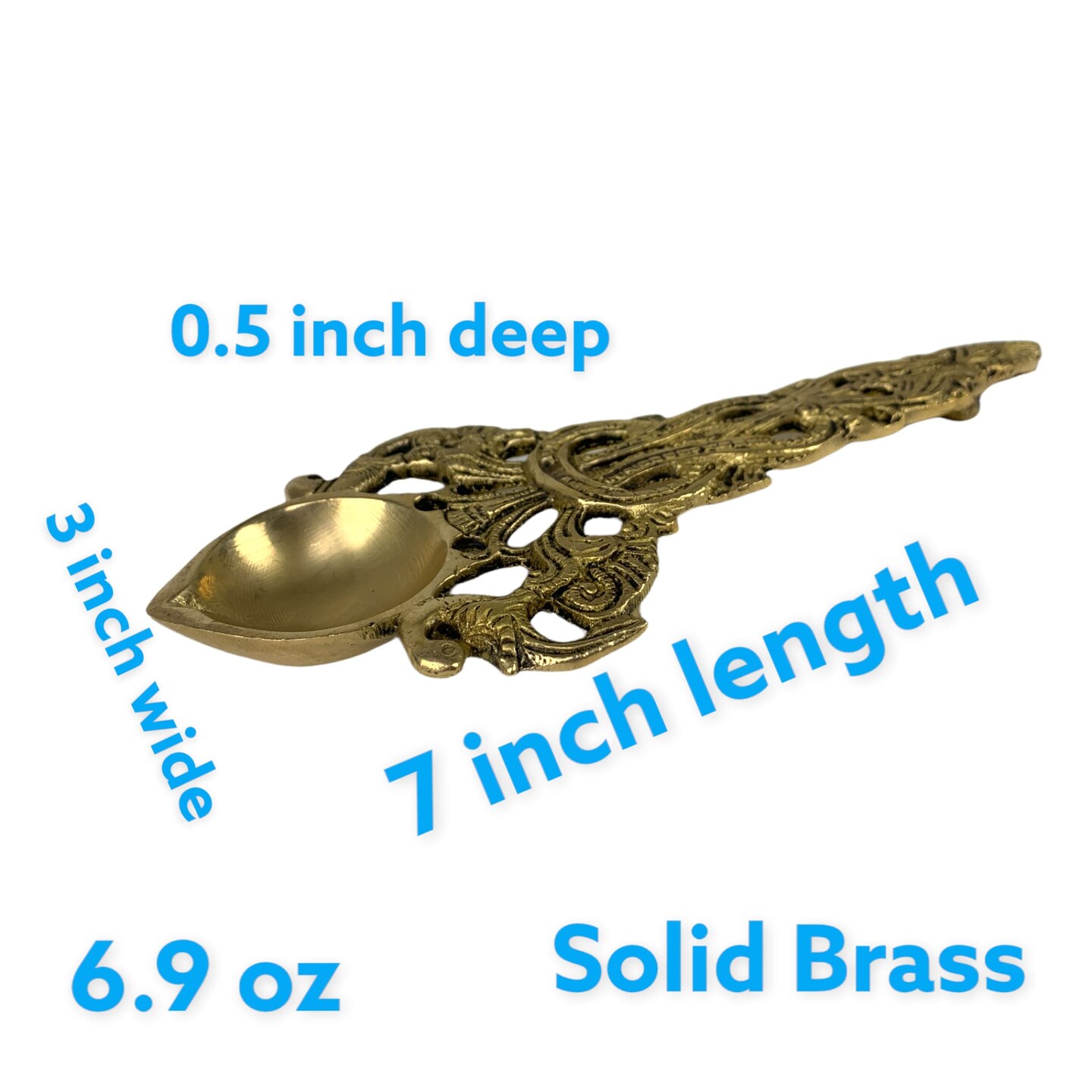 Brass Pooja Aarti Spoon 1 Pc Diya Twin Peacock Design Round Hawan Spoon for Pouring Ghee in Hawan Kund Diwali Gift Ethnic Indian Aarti Spoon Wedding Return Gifts Home Temple Decor