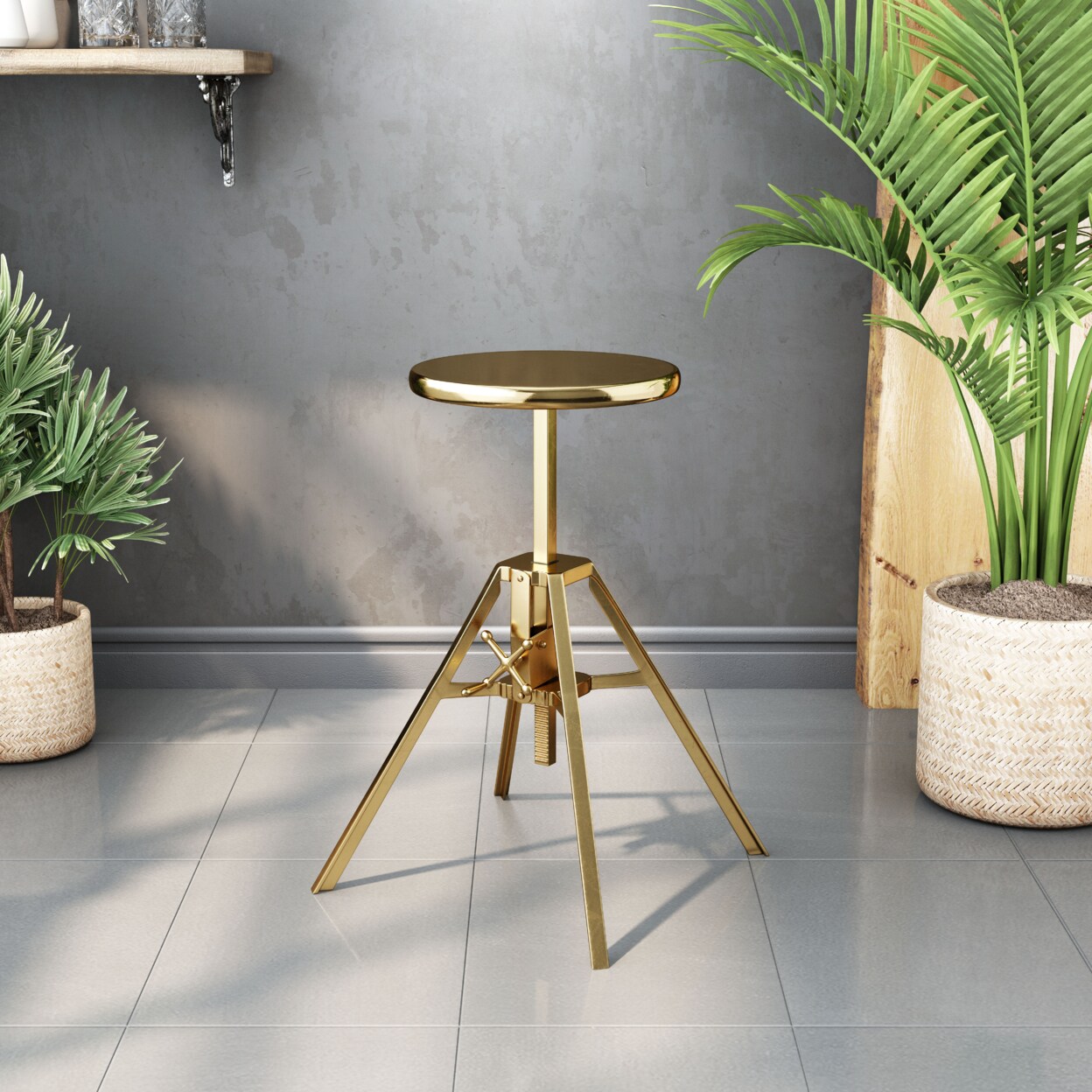 Brass plated stool.