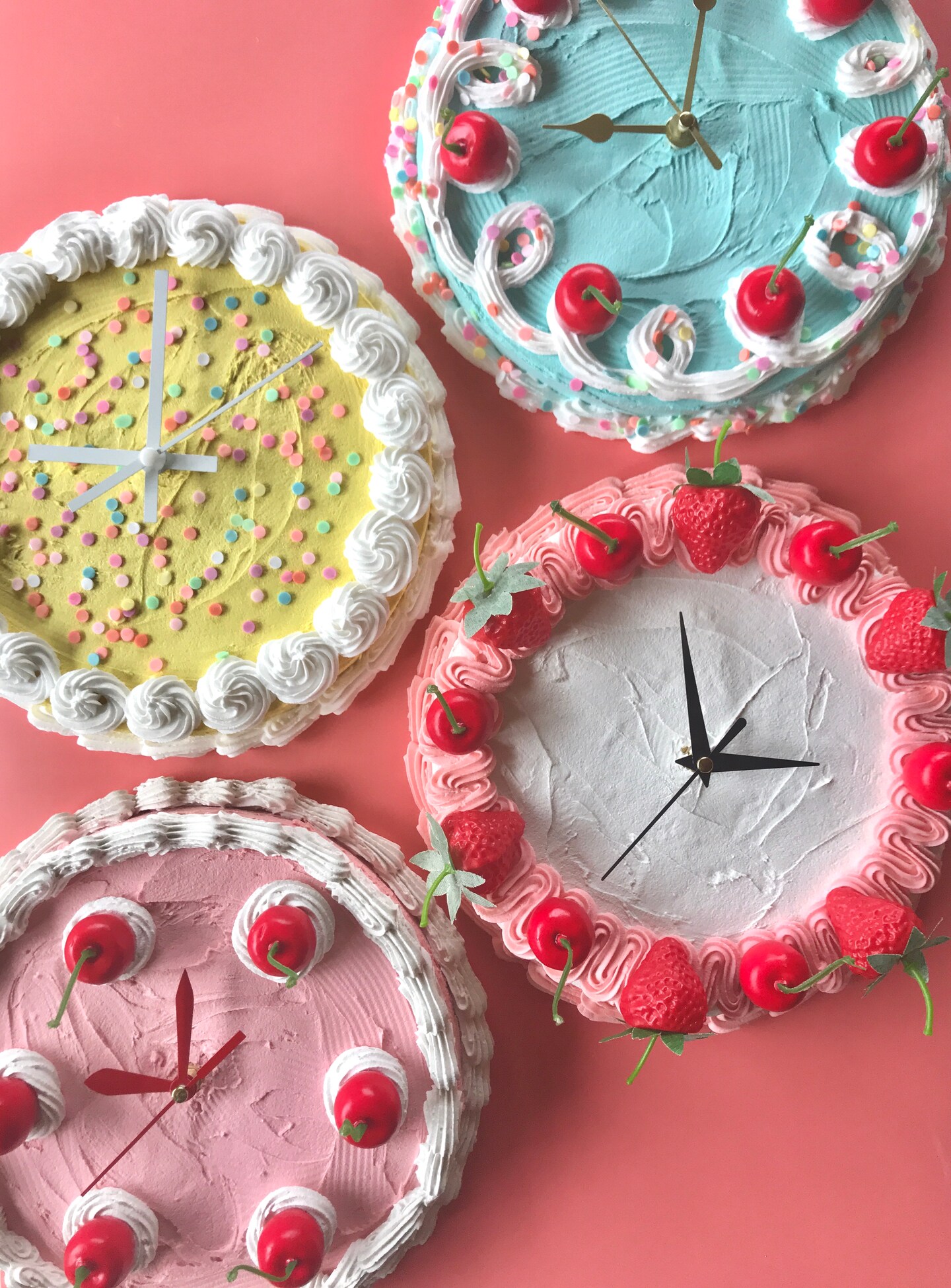 Cake Clock, Decorative Wall Clock, Y2k aesthetic home decor, cute cake home accent, faux cake, dummy cake, unique colorful home decor
