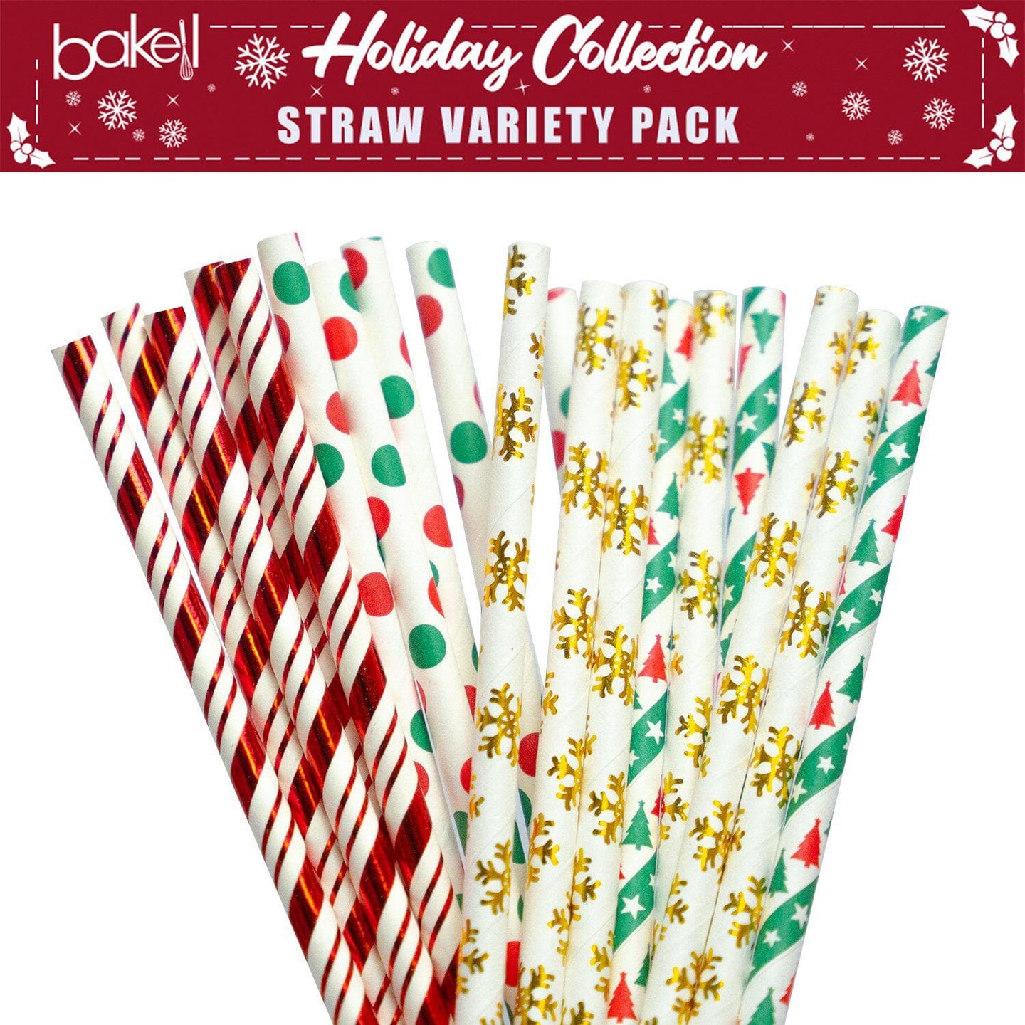 Christmas Paper Straws: Red Snowflake Straws, Red Holiday Party Straws,  Christmas Party, Snowflake Paper Straws 