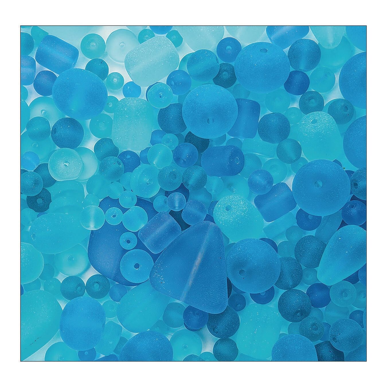 S&#x26;S Worldwide Genuine Glass Sea Glass Beads, Tumbled Matte Finish, For Jewelry Making, Arts &#x26; Crafts, Asst Colors/Sizes/Shapes w/Pre-Drilled Holes, 1/2 lb Bag Approx. 500 Beads From 4-25mm