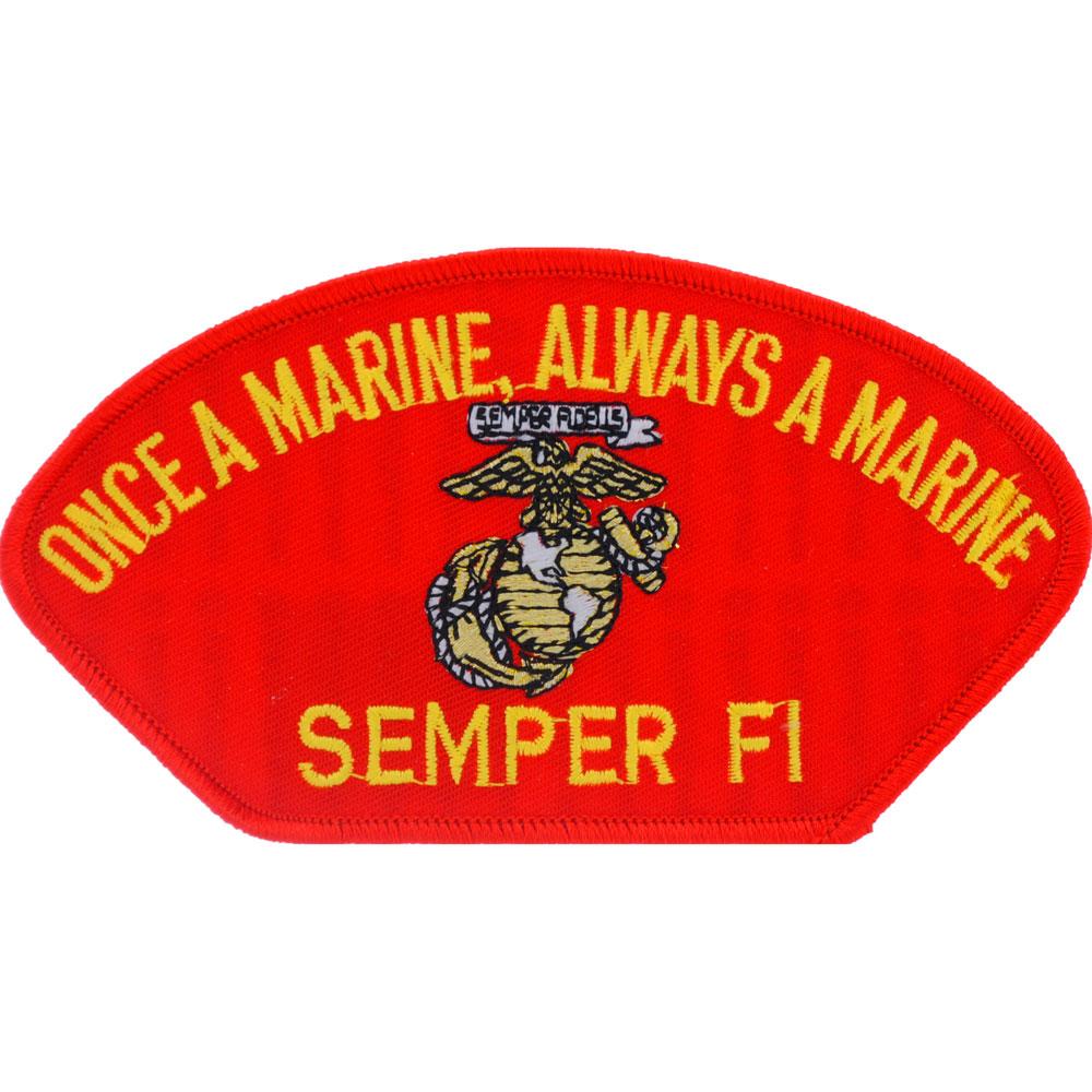 EagleEmblems PM1352 Patch-USMC,HAT,Semper FI (RED) (3x5.25&#x27;&#x27;)