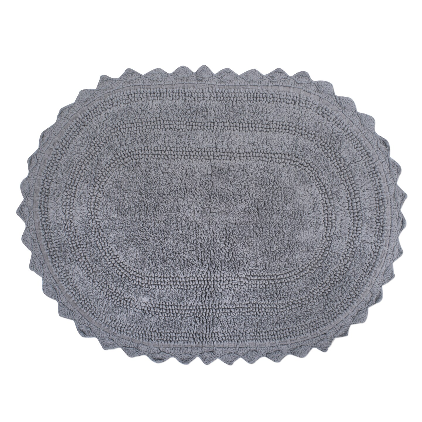 DII Gray Small Oval Crochet Bath Mat