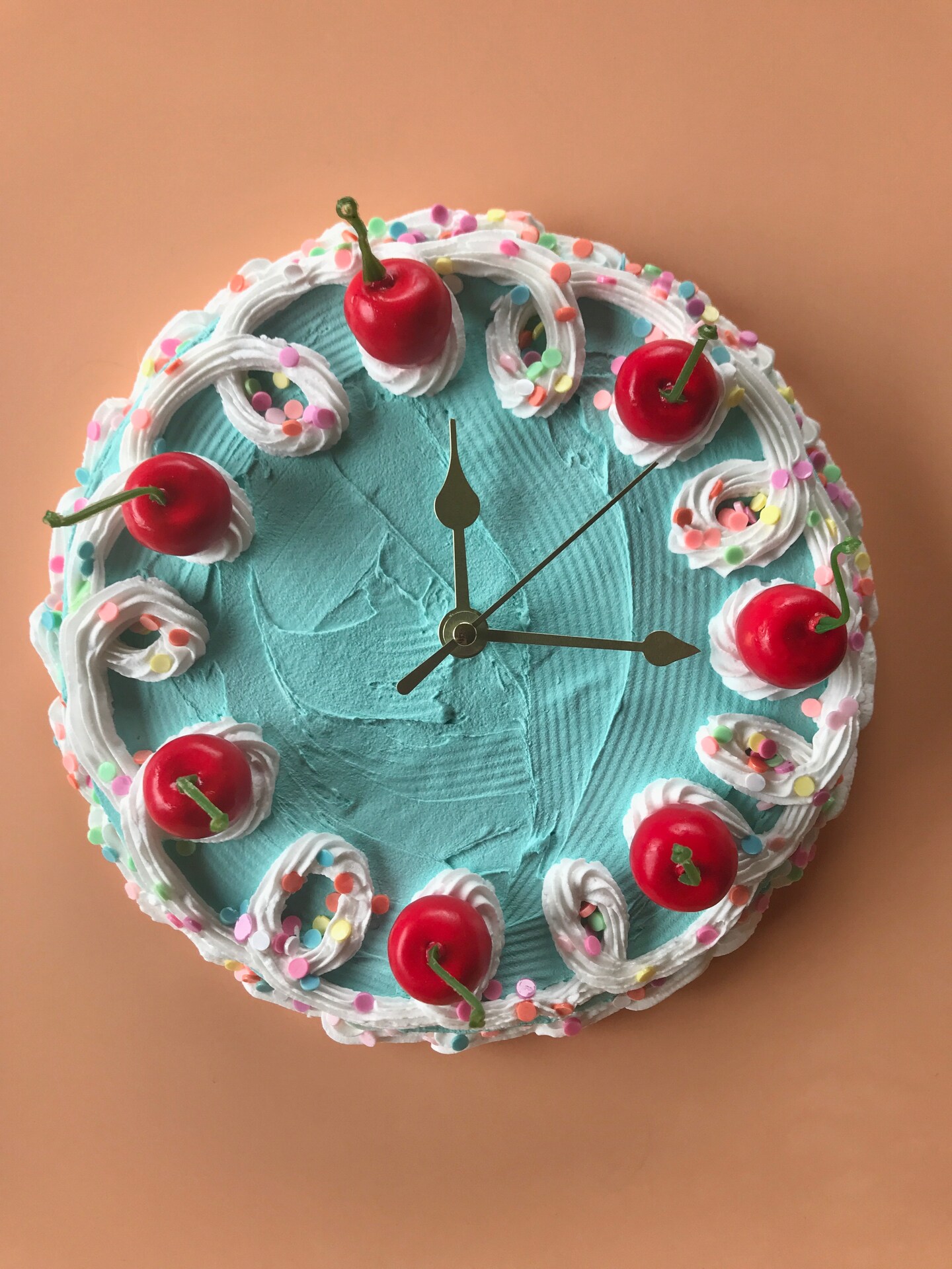 Cake Clock, Decorative Wall Clock, Y2k aesthetic home decor, cute cake home accent, faux cake, dummy cake, unique colorful home decor
